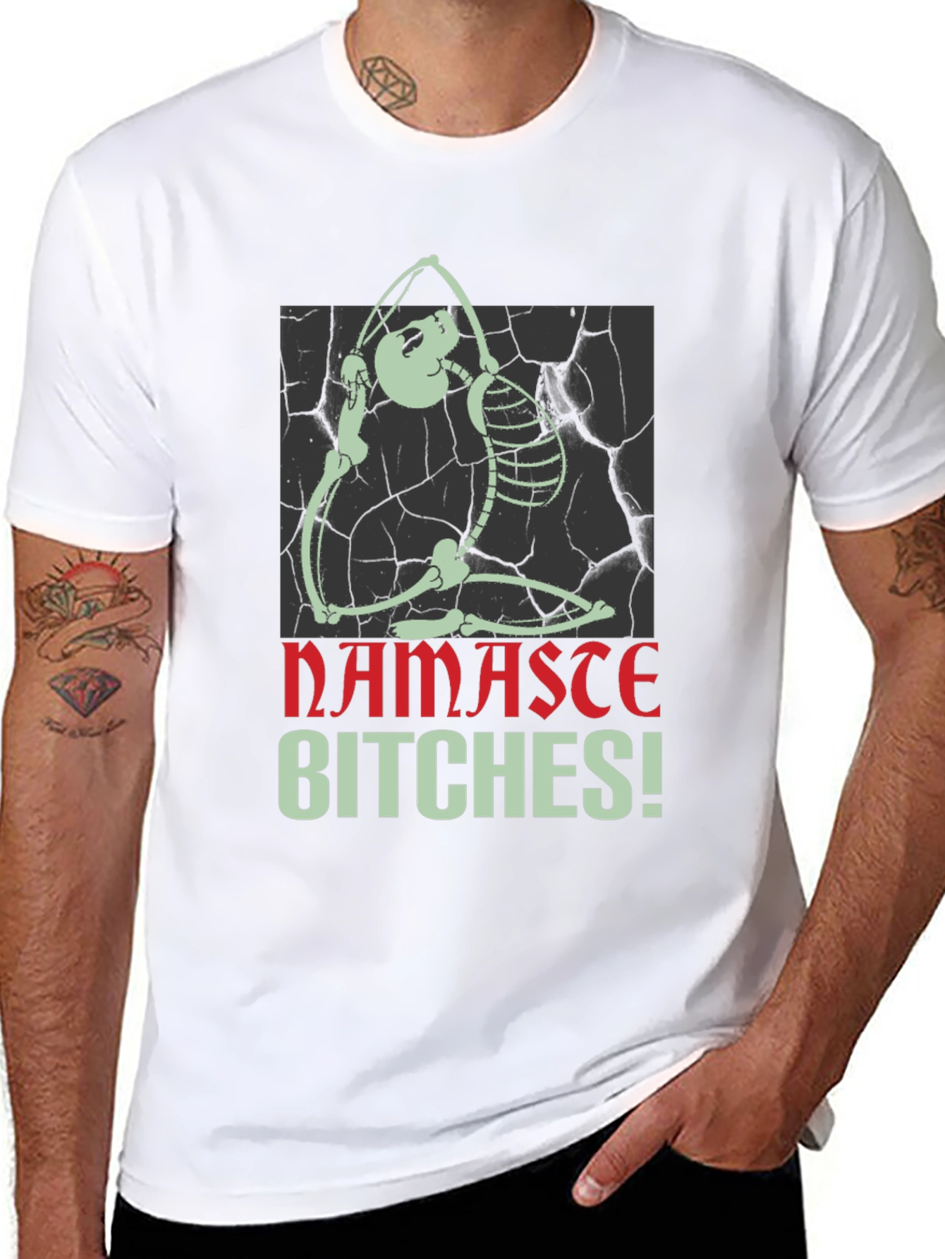 Black Yoga Skeleton Graphic Tee - Namaste Bitches! view 8