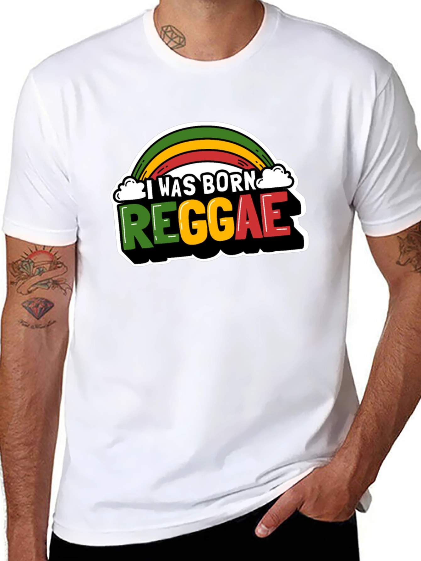 Black I Was Born Reggae T-Shirt - Rasta Pride view 8