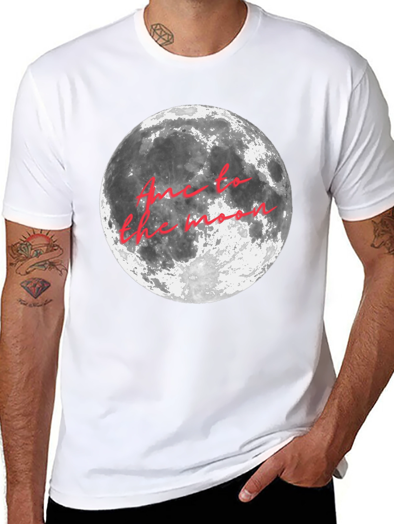 Black Moon Graphic T-Shirt - "Fly Me to the Moon" Crew Neck Tee view 8