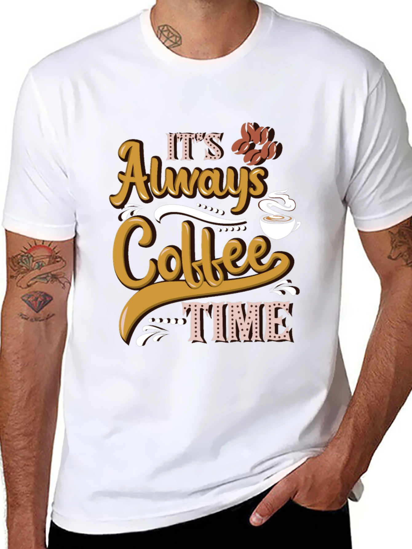 Black It's Always Coffee Time Graphic Tee view 8