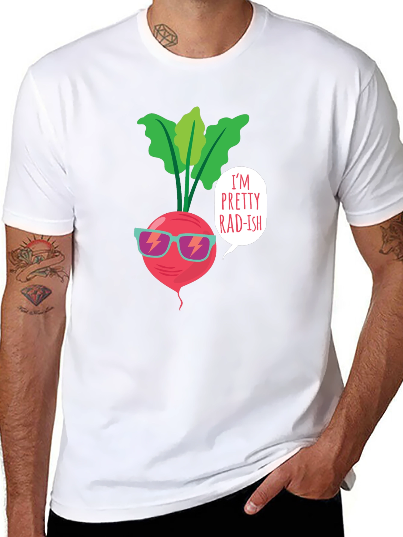 Black Pretty Radish T-Shirt - Cool Vegan Tee view 8