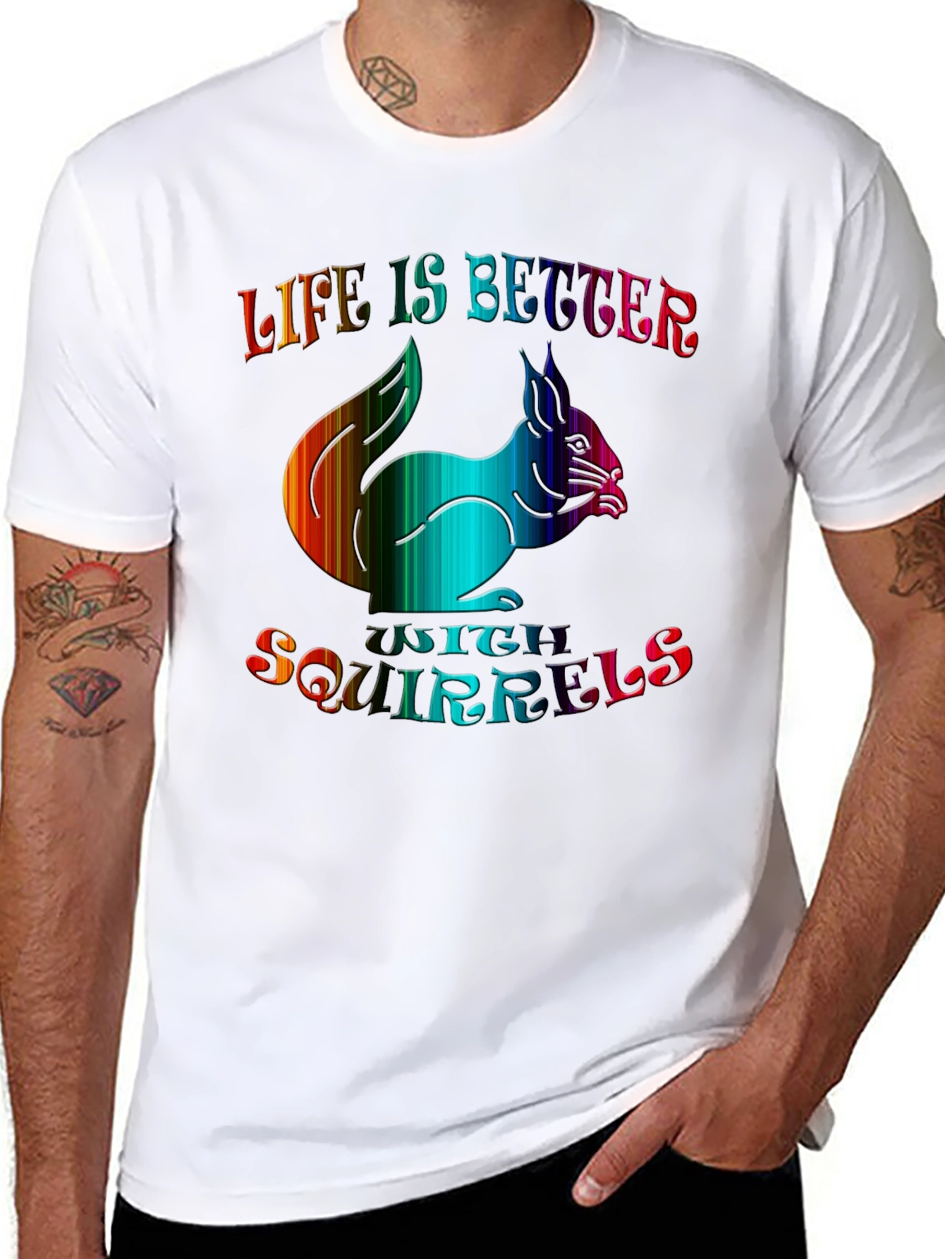 Black Life is Better with Squirrels Graphic Tee - Black view 8