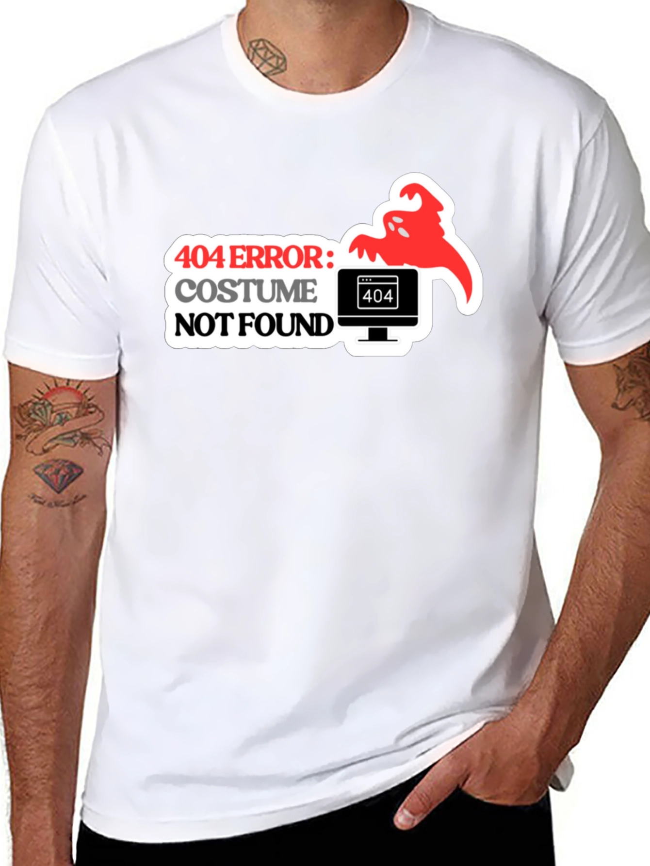 Black 404 Costume Not Found Halloween Tee view 8