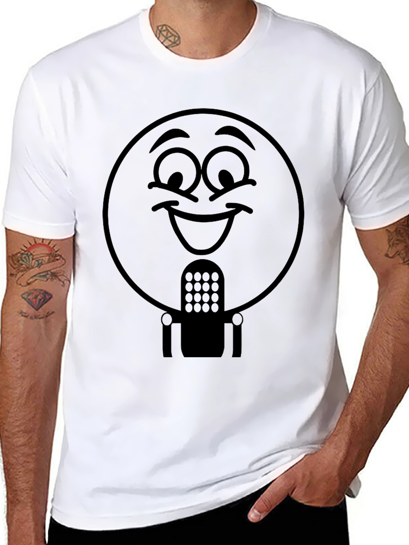 Black Funny Robot Face Graphic T-Shirt view 8