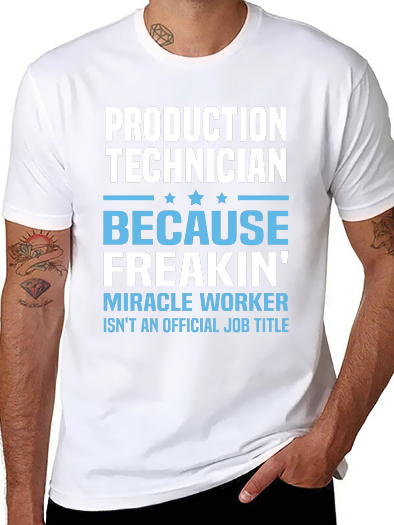 Black Production Technician Funny Job Title T-Shirt view 8