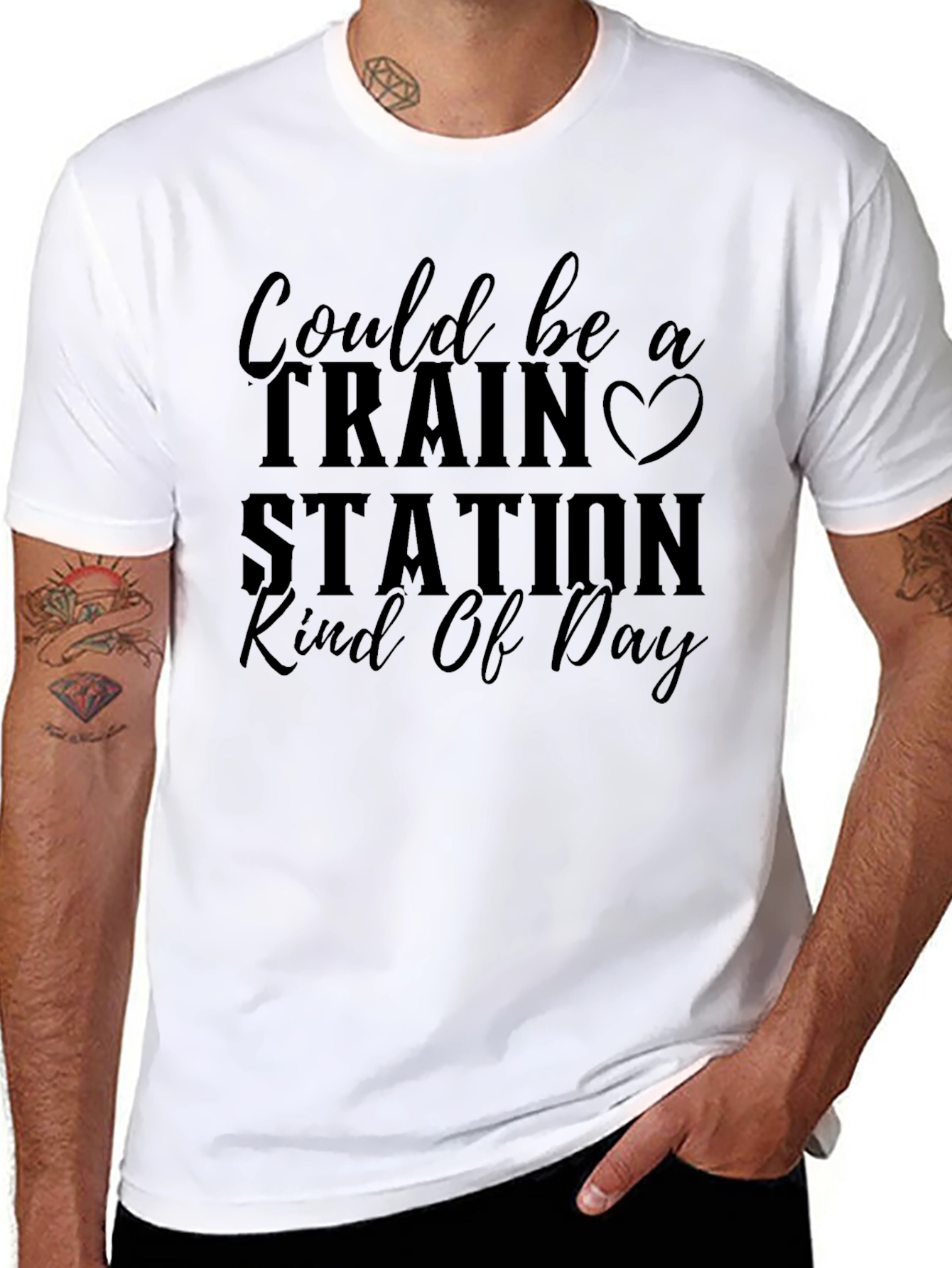 Black Train Station Kind of Day Graphic Tee view 8