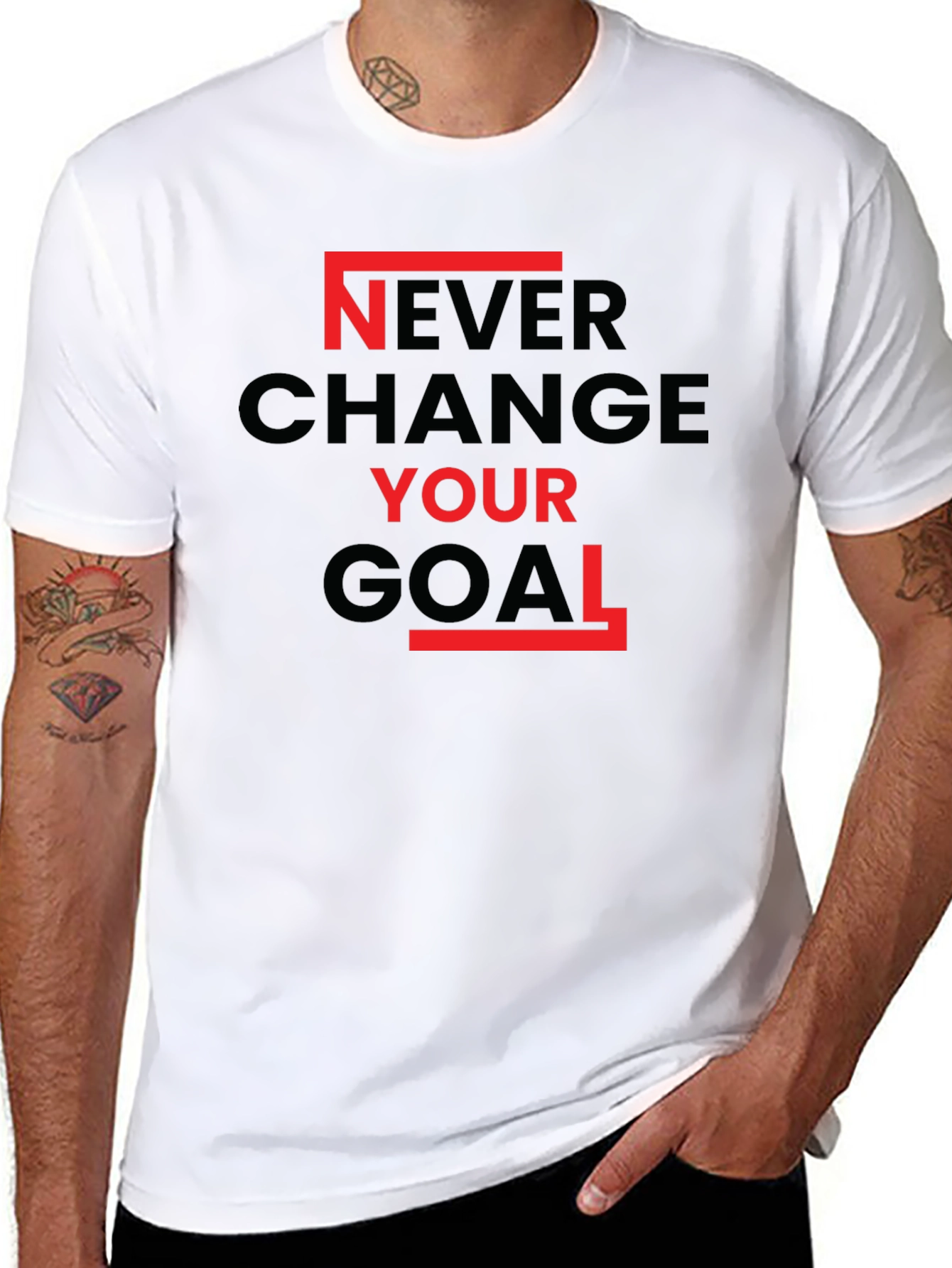 Black Never Change Your Goal Graphic Tee view 8