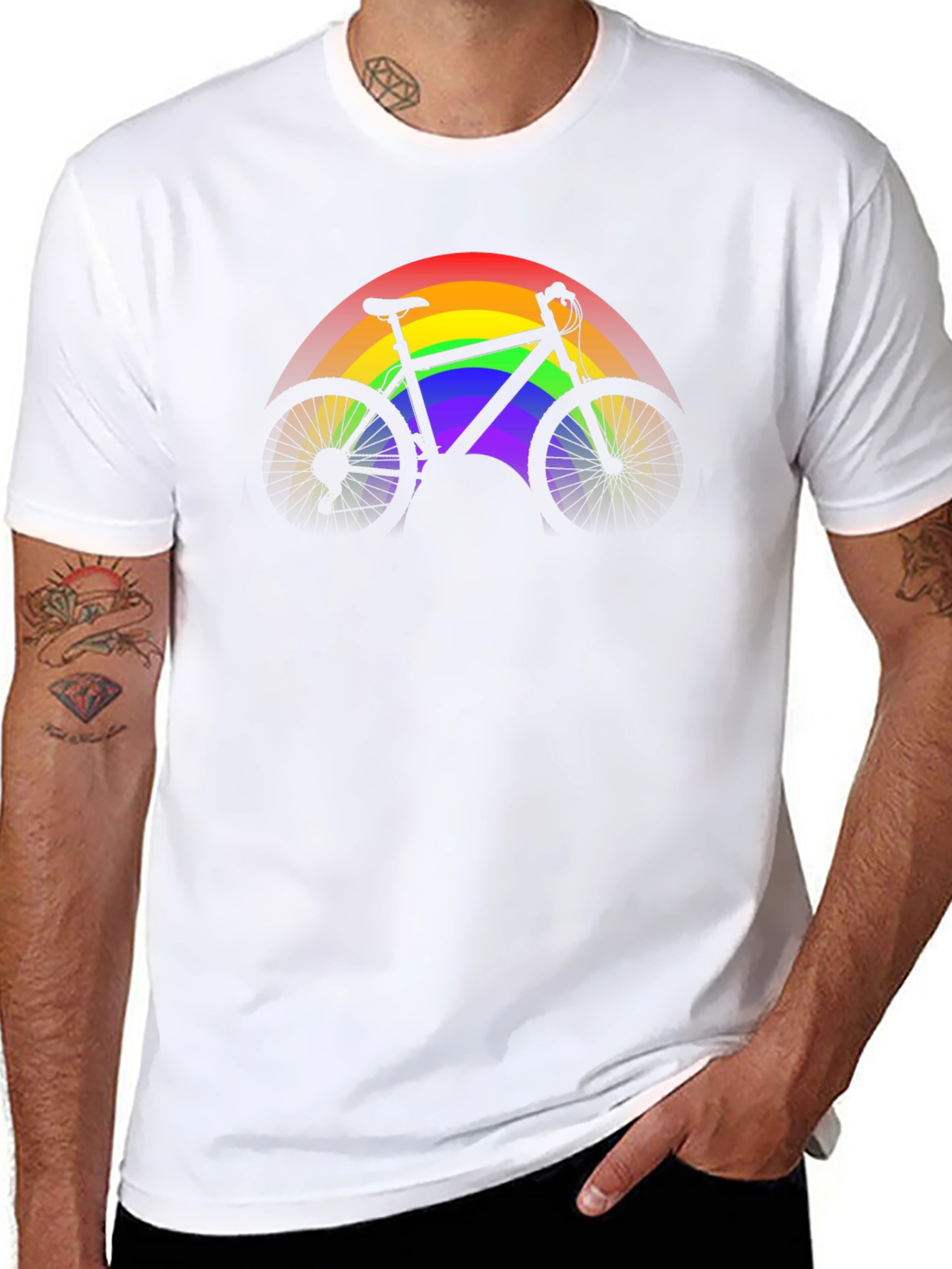Black Rainbow Bike Graphic Tee - Pride Ride Shirt view 8