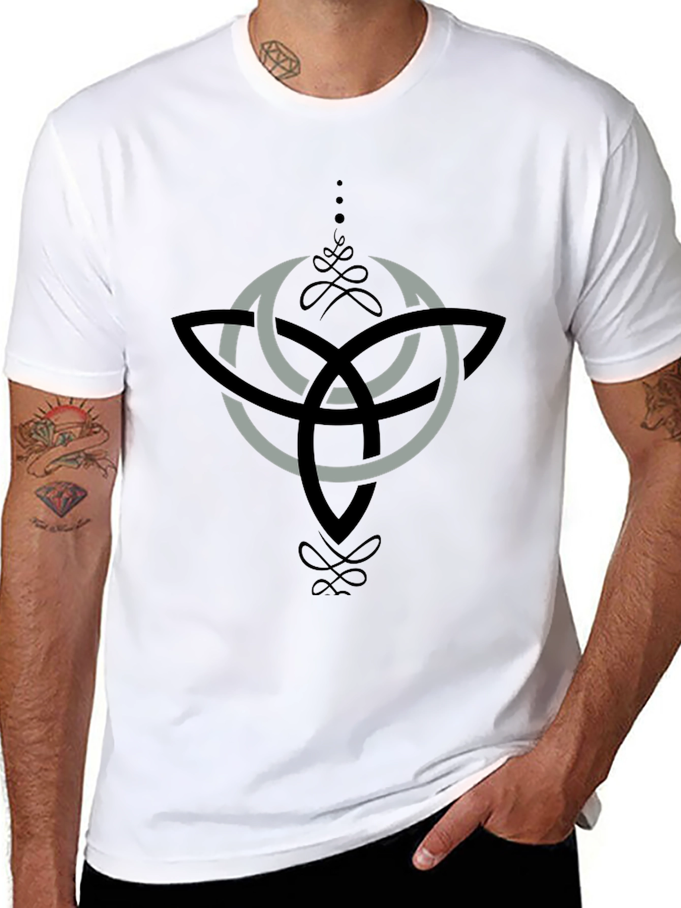 Black Celtic Knot Graphic T-Shirt - Black Cotton Blend view 8