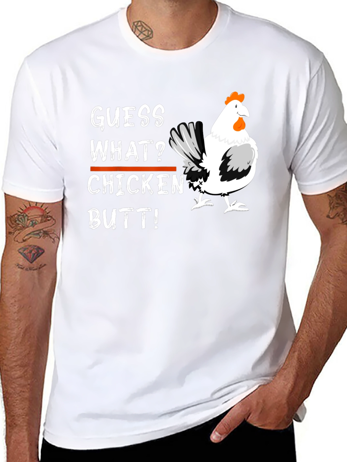 Black Guess What? Chicken Butt T-Shirt view 8