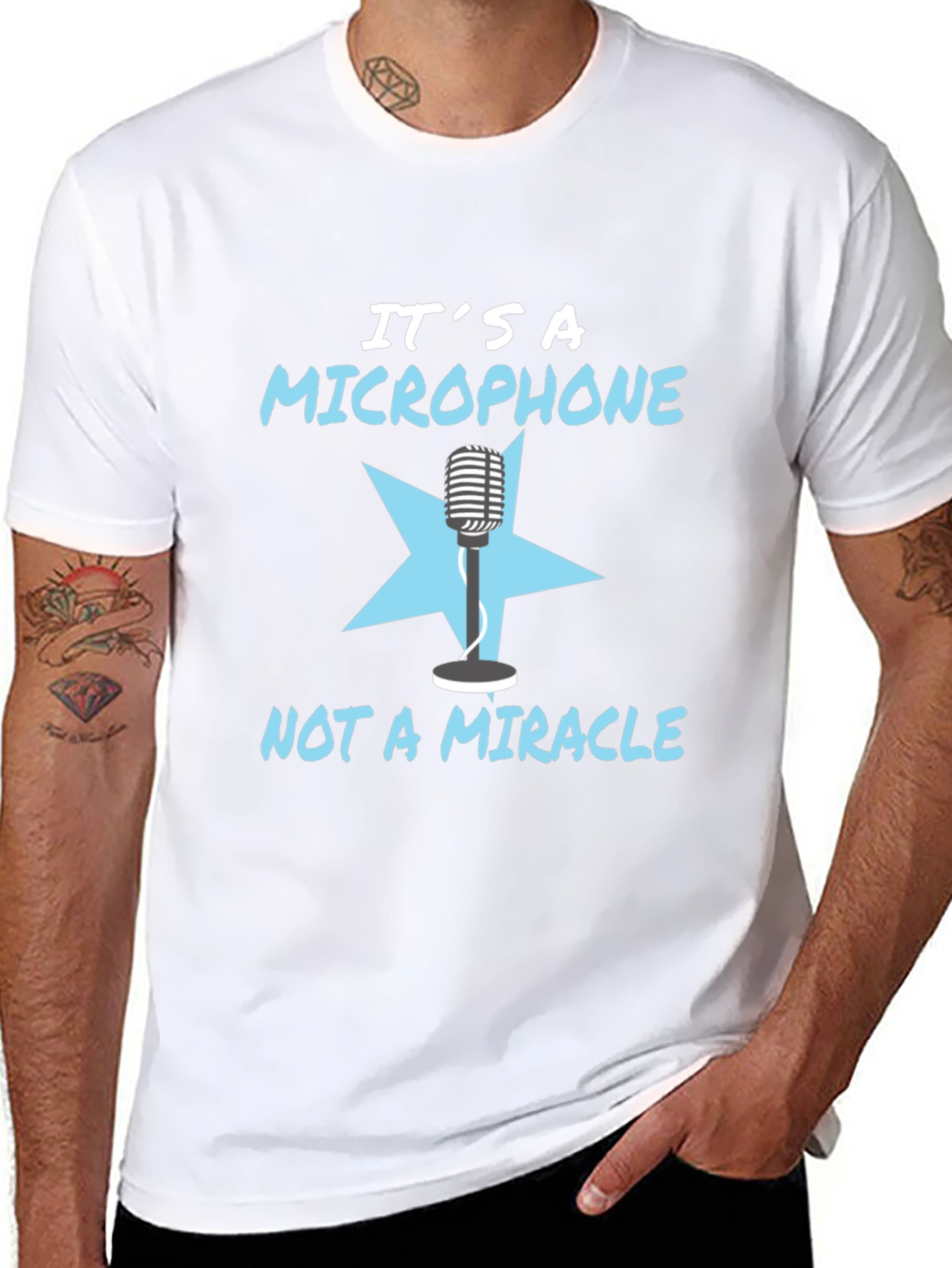 Black It's a Microphone, Not a Miracle Black T-Shirt view 8