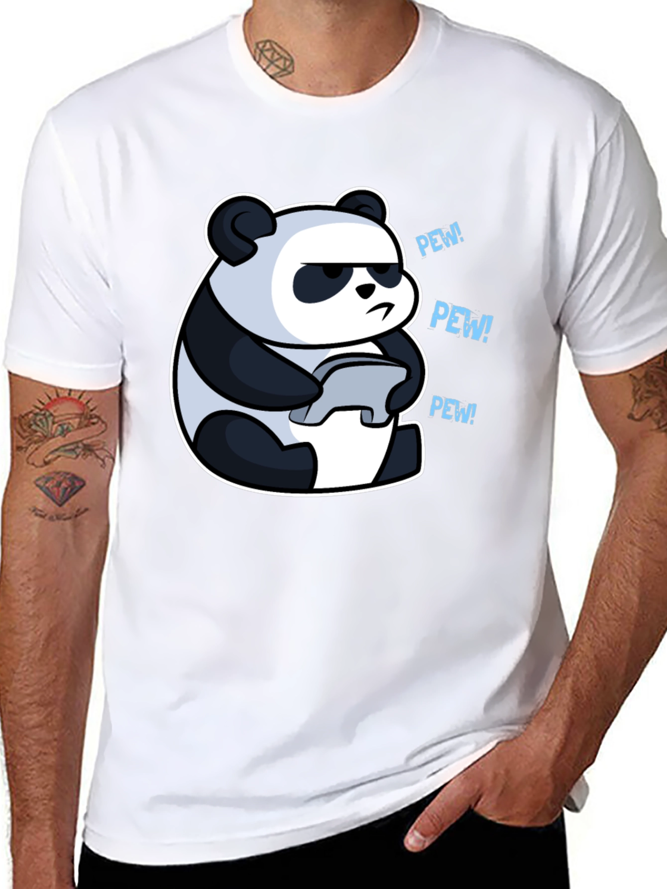 Panda Gamer Black T-Shirt - Pew Pew! - 8