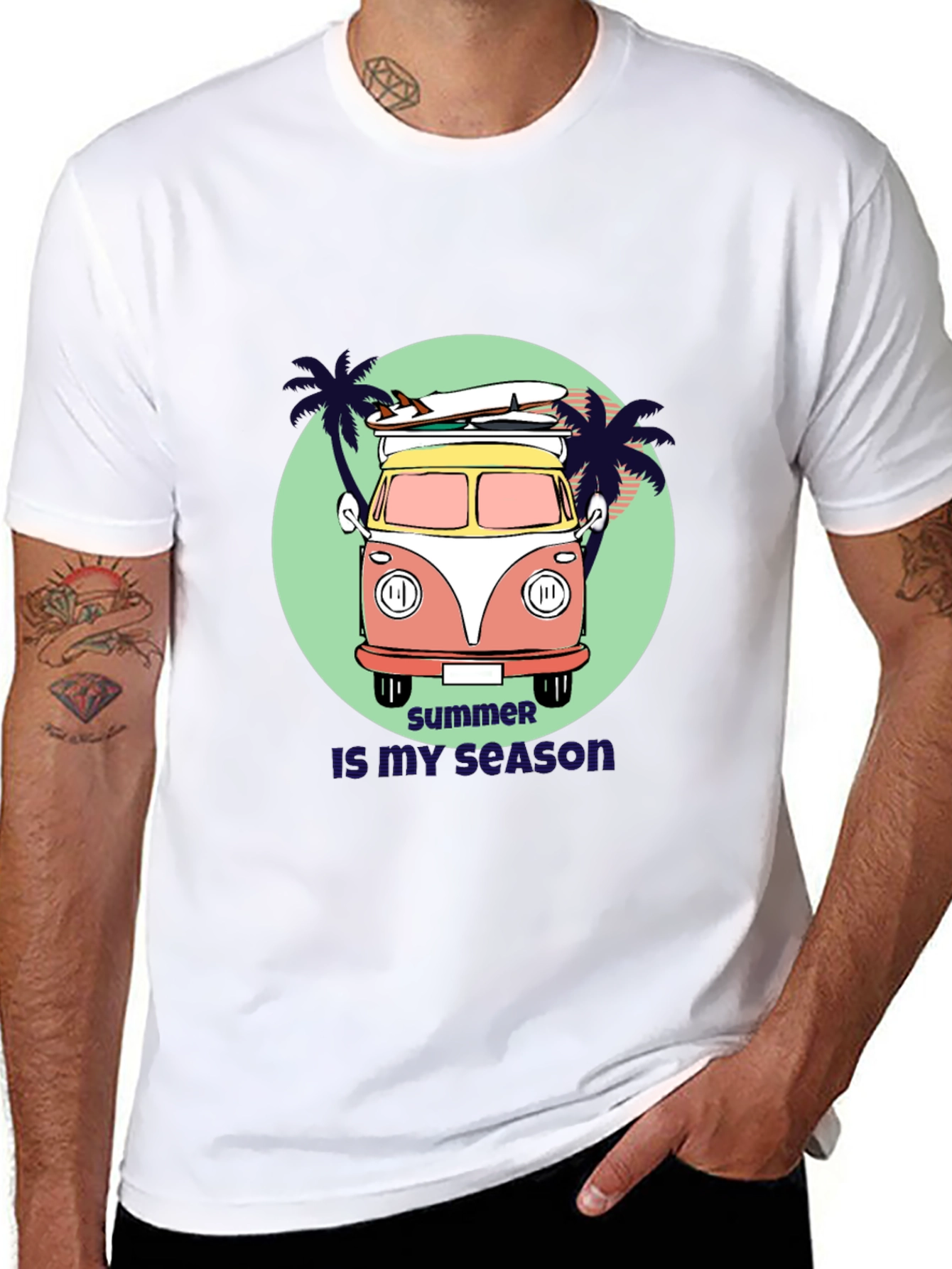 Black Summer Season Surf Van Graphic Tee view 8