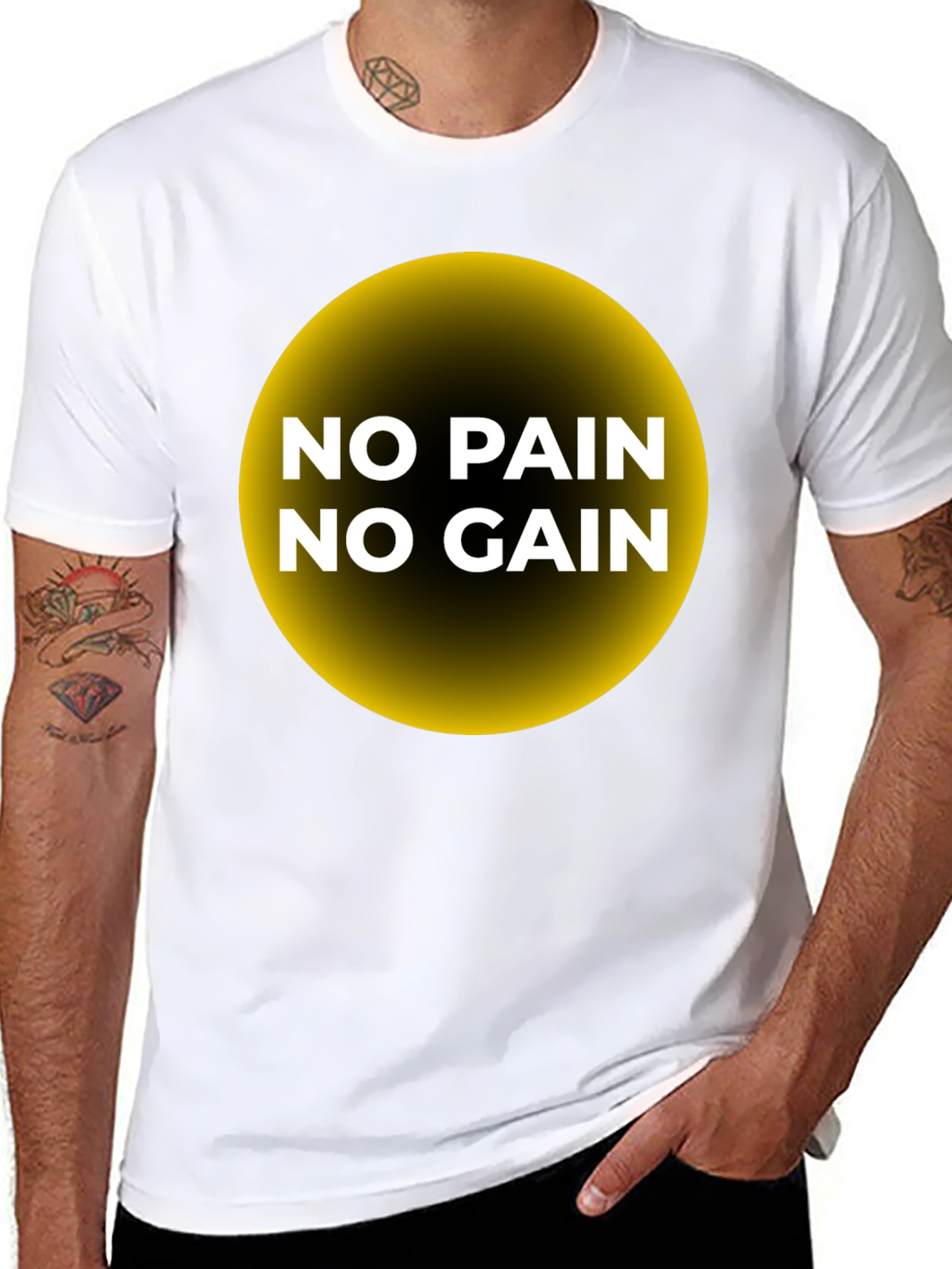 Black No Pain No Gain T-Shirt - Motivational Gym Wear view 8