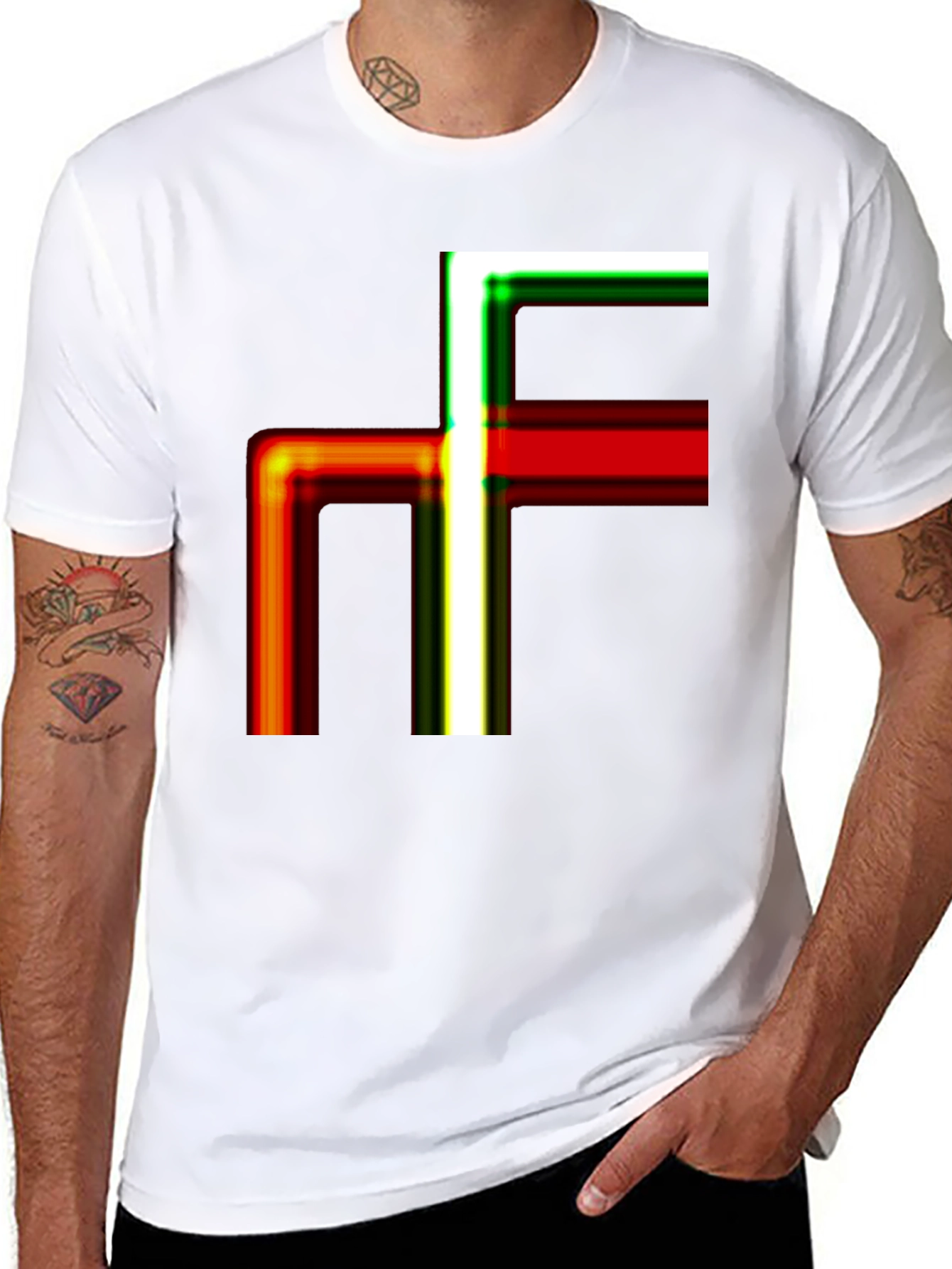 Black Abstract Geometric Line Art Graphic Tee - Modern Casual Shirt view 8