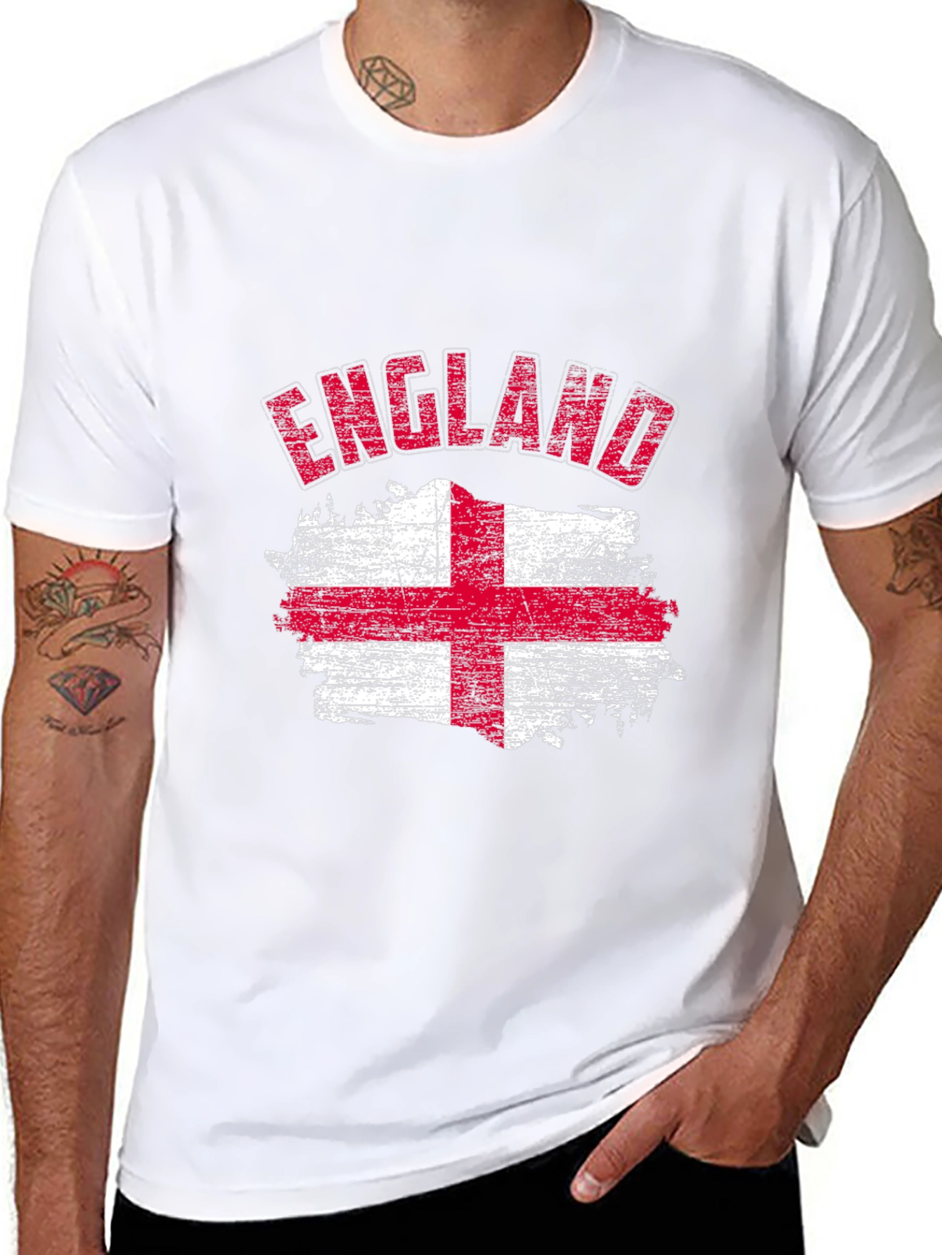 Black England Flag Graphic T-Shirt view 8