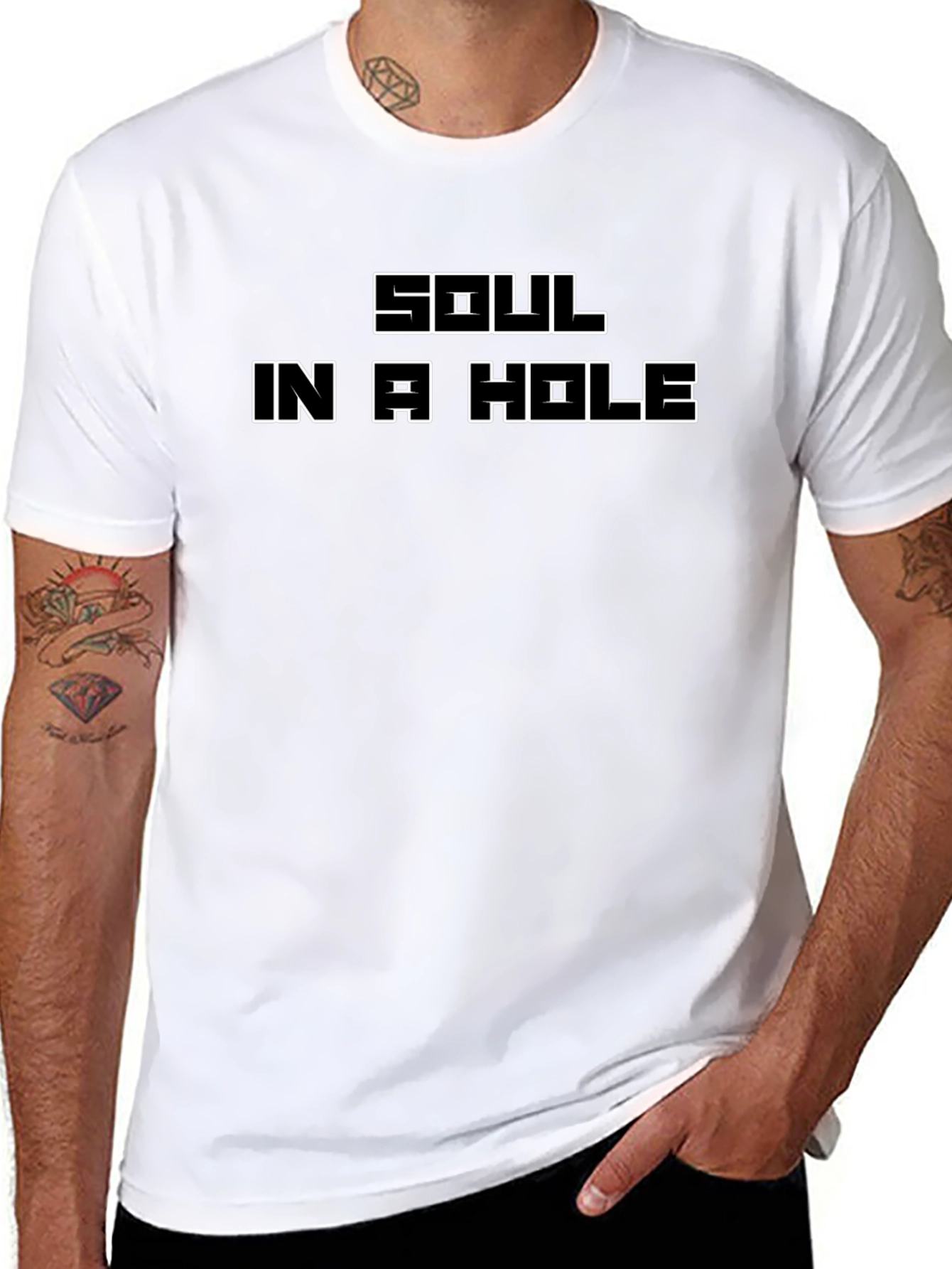 Black Soul in a Hole Graphic Tee - Black Cotton T-Shirt view 8
