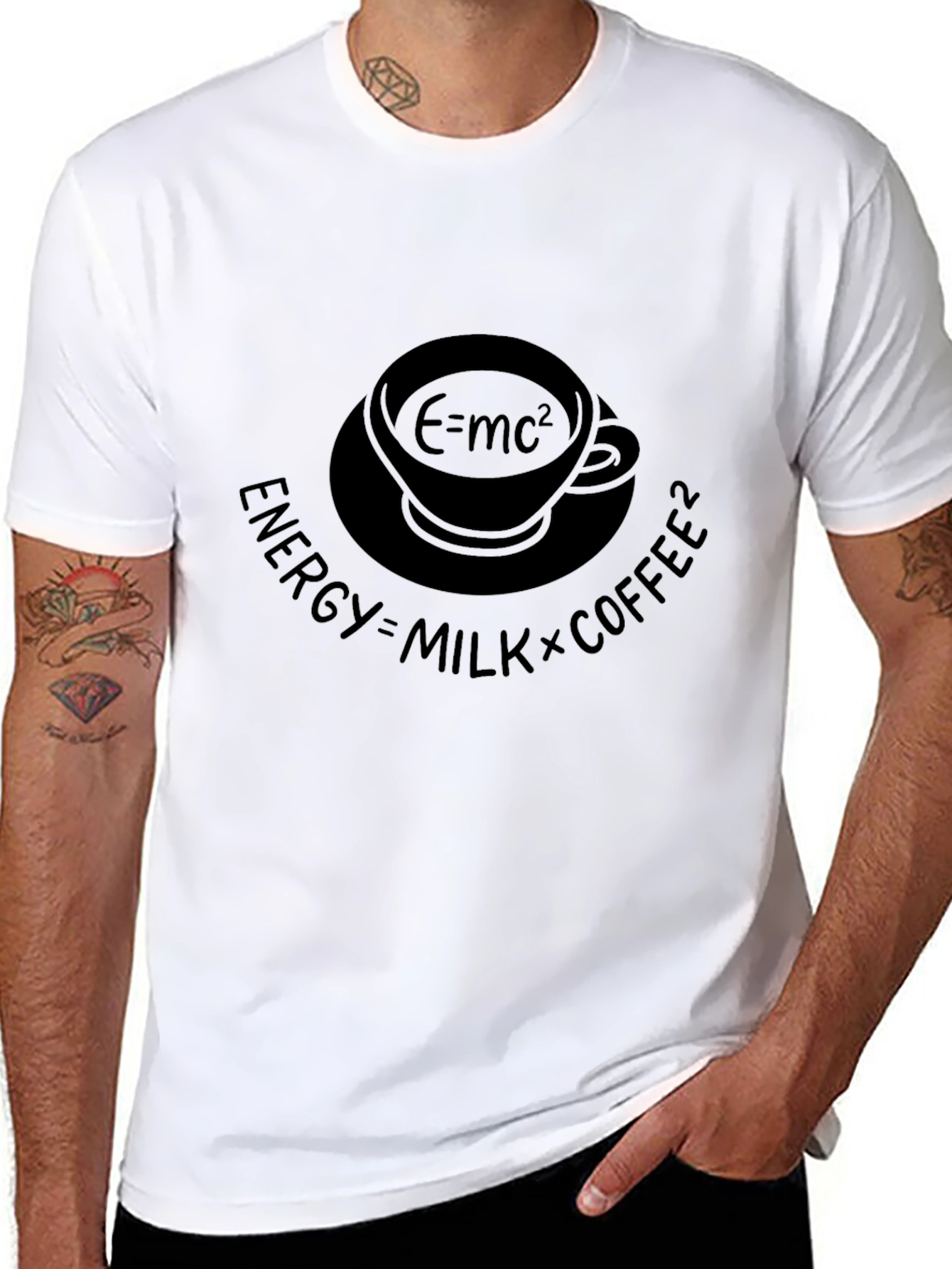 Black Energy=Milk*Coffee² Funny Equation T-Shirt view 8
