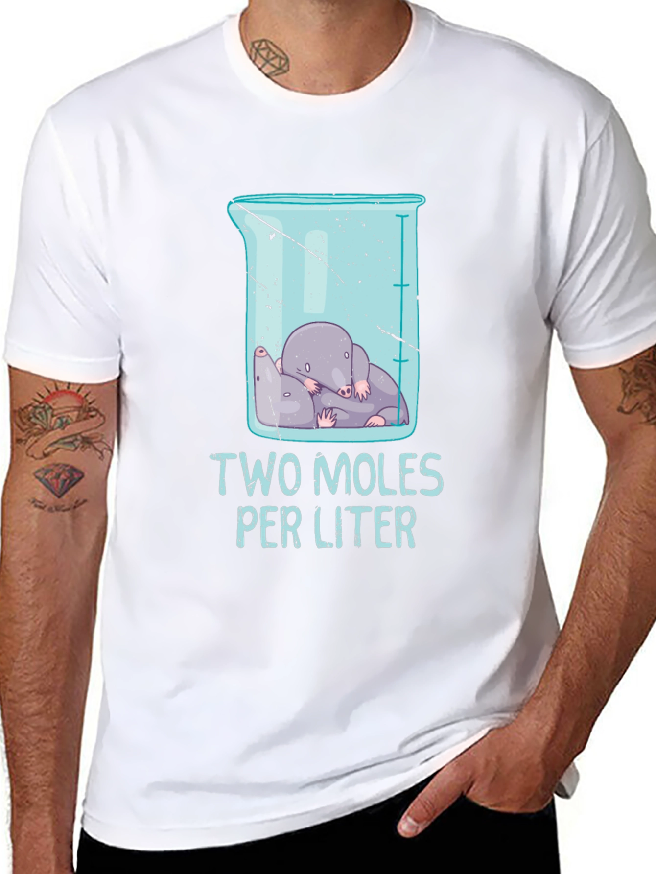 Black Two Moles Per Liter Science T-Shirt view 8