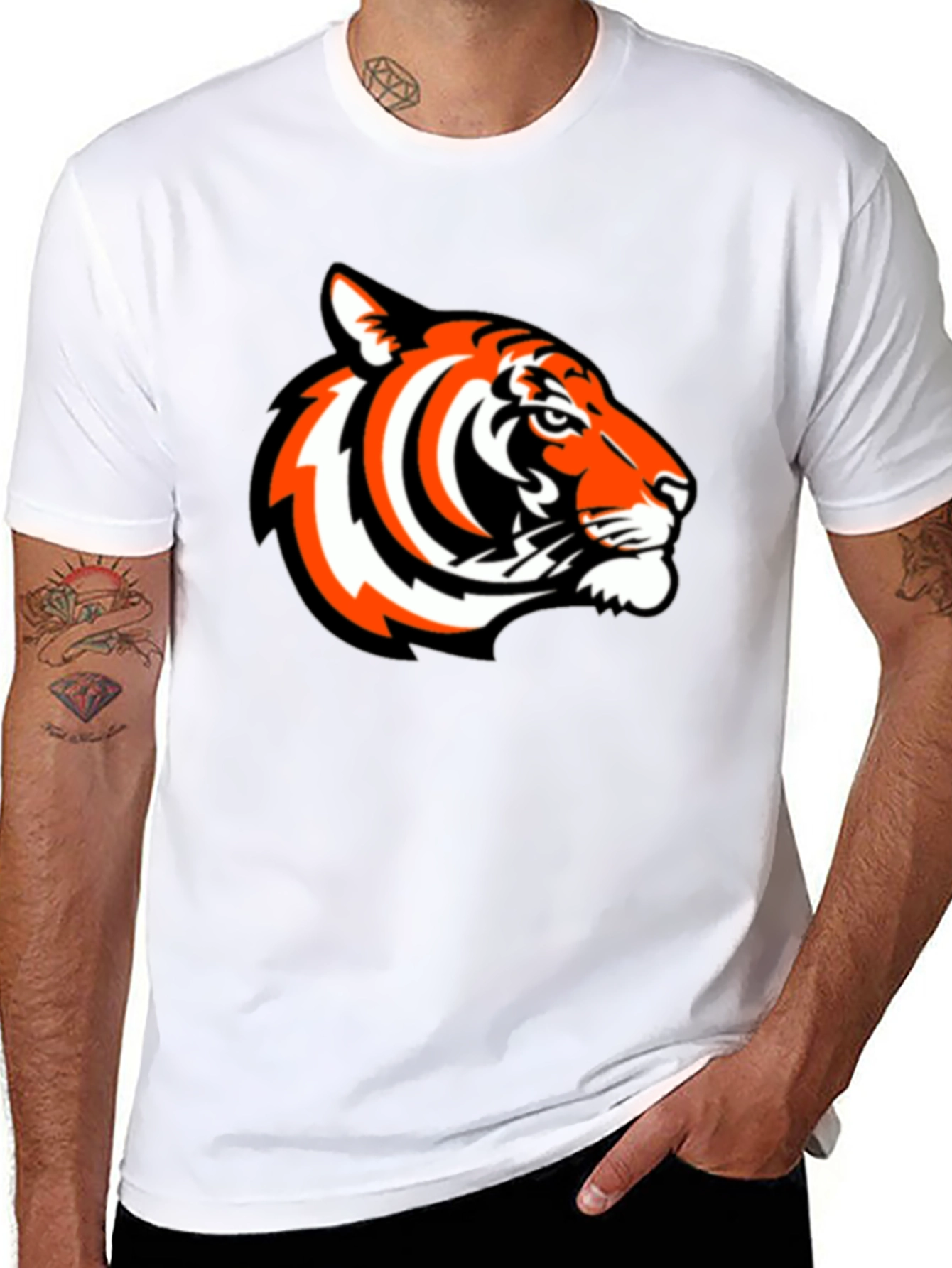 Black Bold Tiger Graphic Tee - Black Casual Comfort view 8