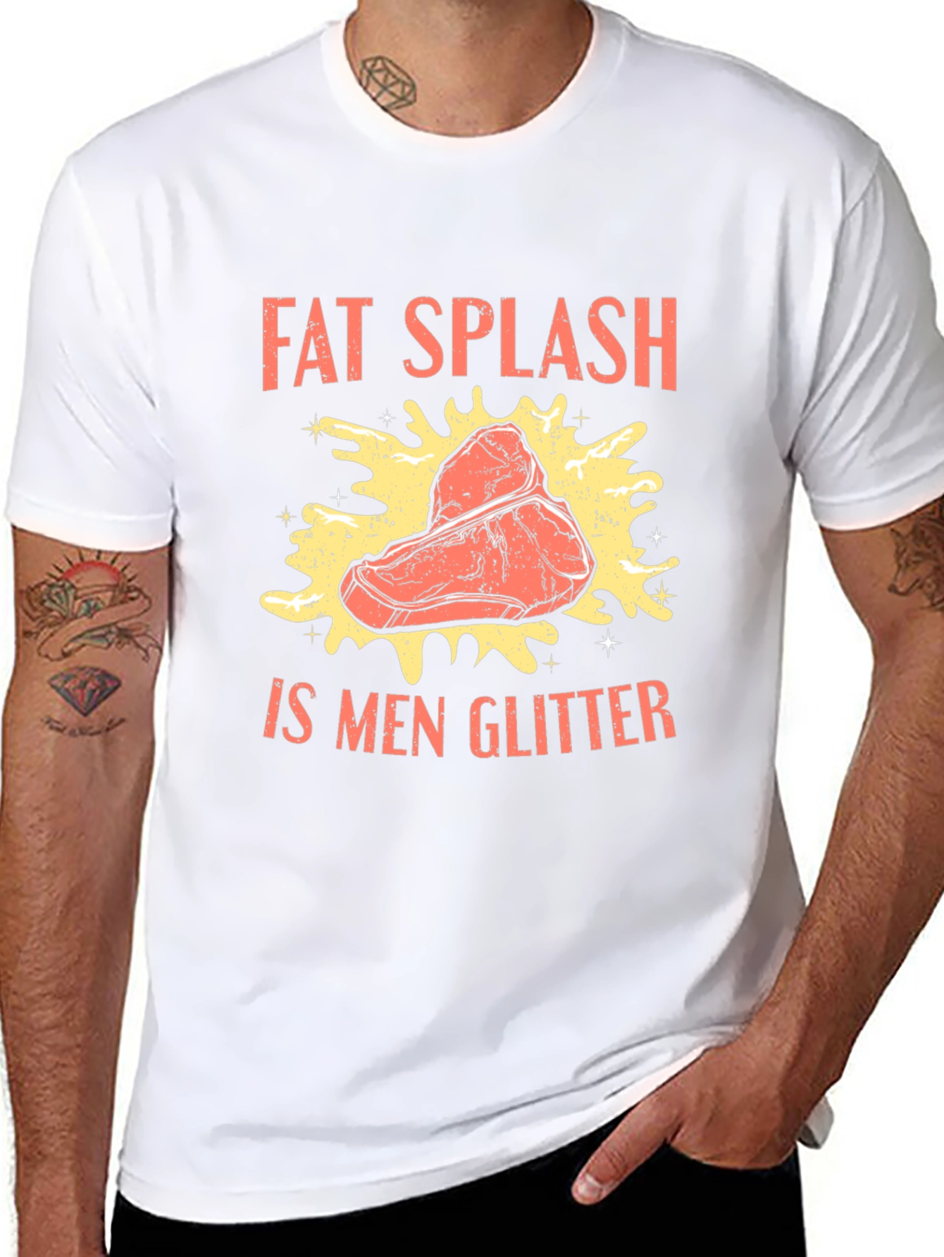 Black Fat Splash is Men Glitter T-Shirt view 8