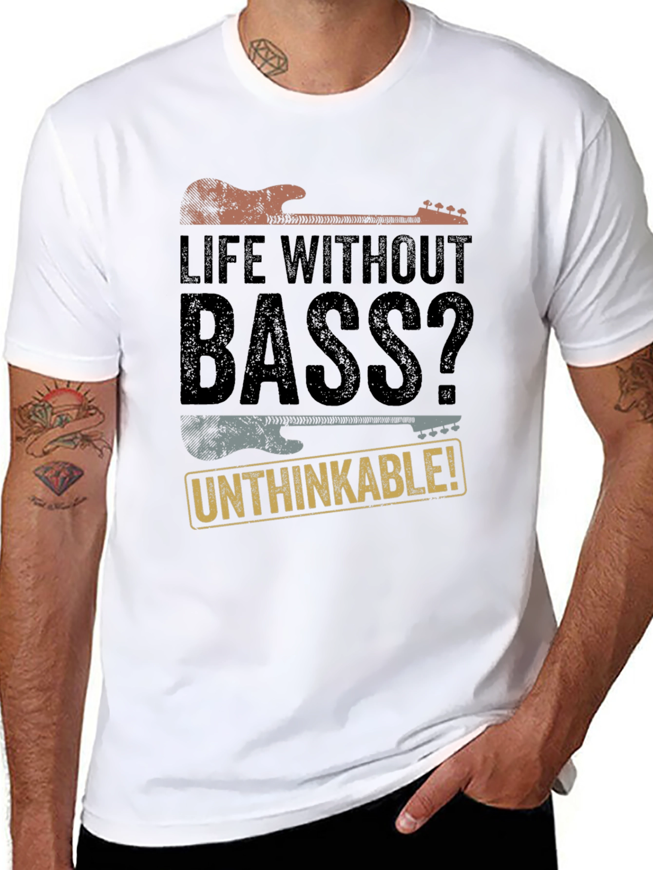 Black Life Without Bass? T-Shirt - Musician Apparel view 8