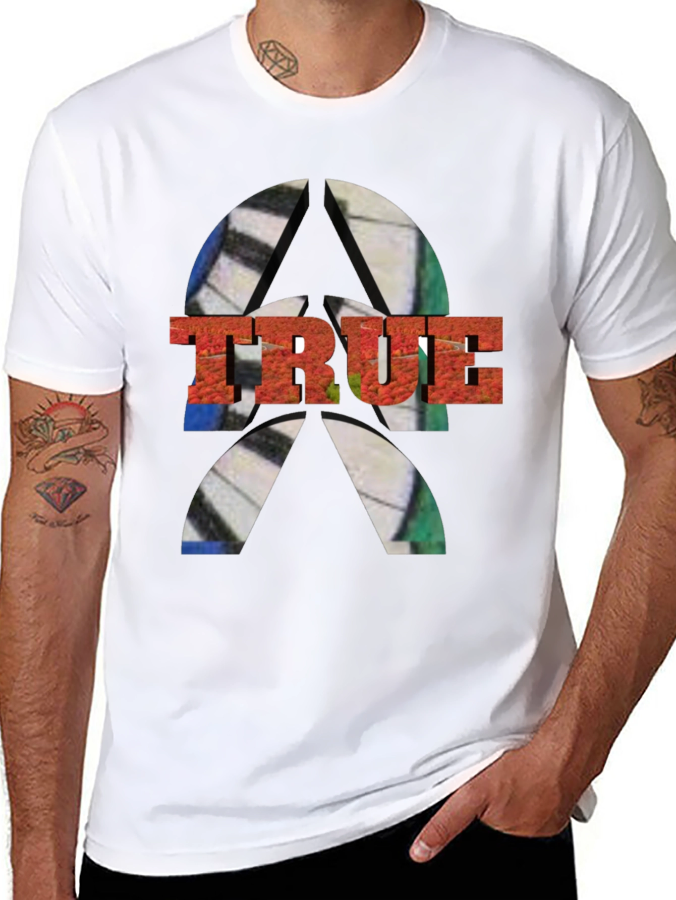 Black Men's TRUE Graphic Tee - Abstract Design view 8