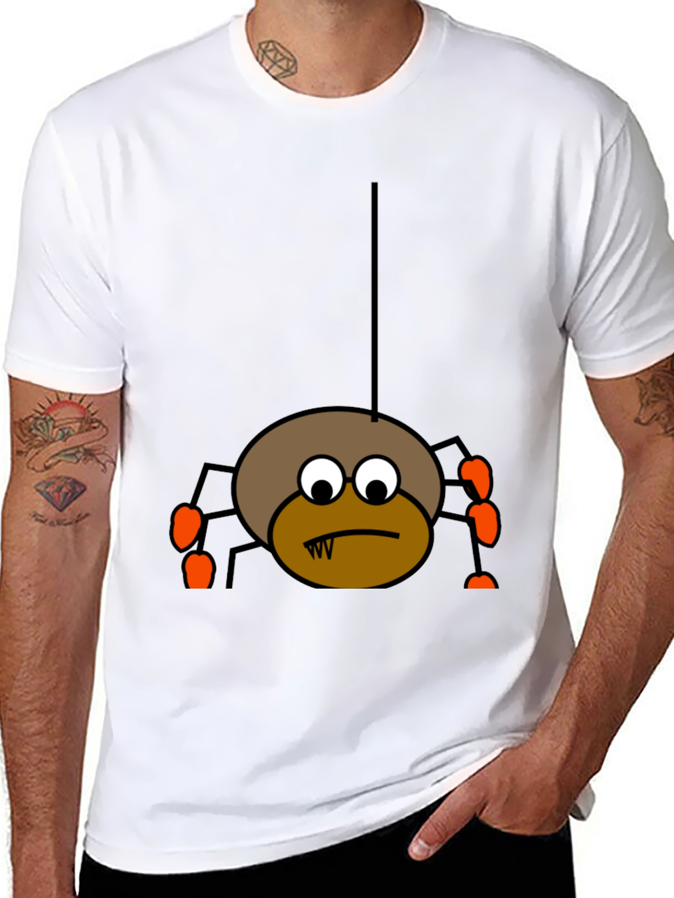 Black Halloween Spider Graphic Tee - Black Cotton T-Shirt view 8