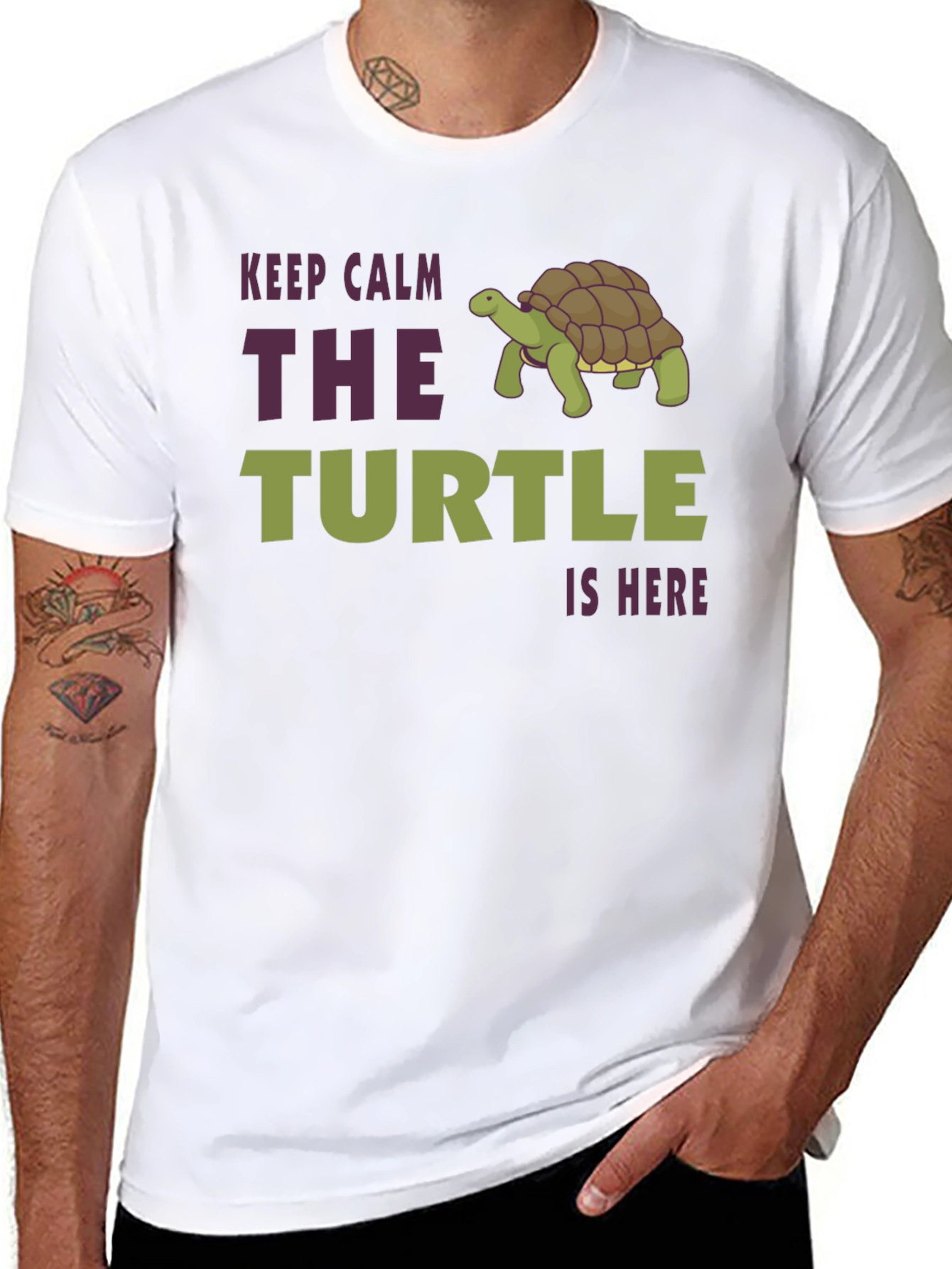 Black Keep Calm The Turtle Is Here Graphic T-Shirt view 8