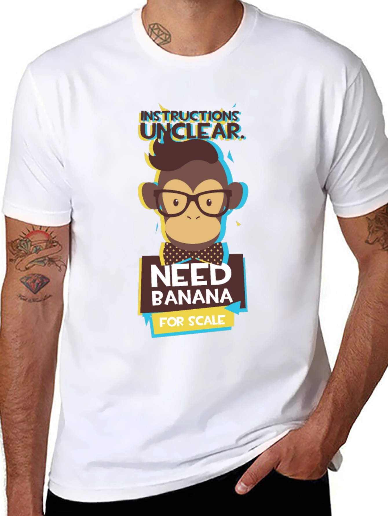 Black Instructions Unclear T-Shirt - Funny Monkey Design view 8
