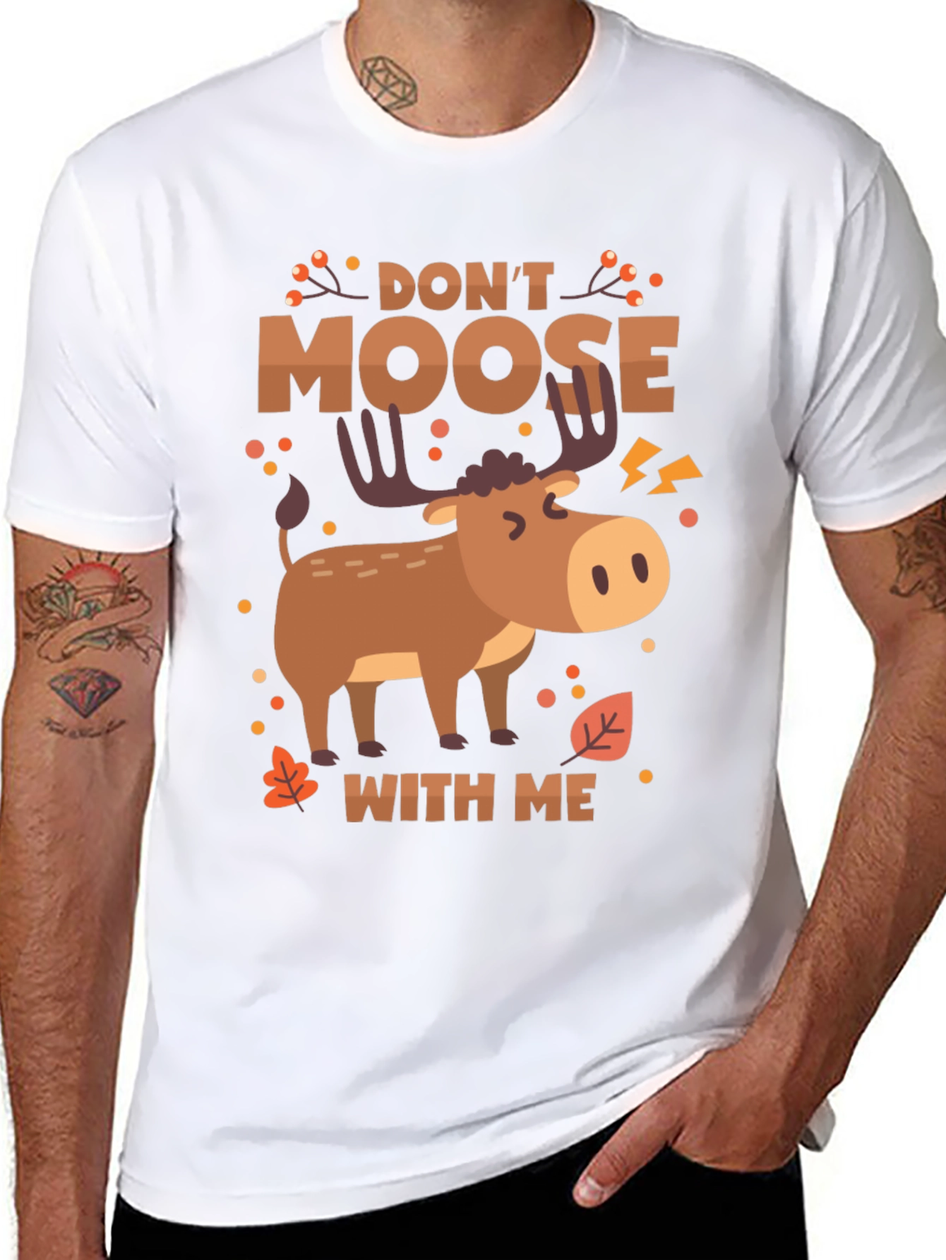 Black Don't Moose With Me Funny Graphic T-Shirt view 8