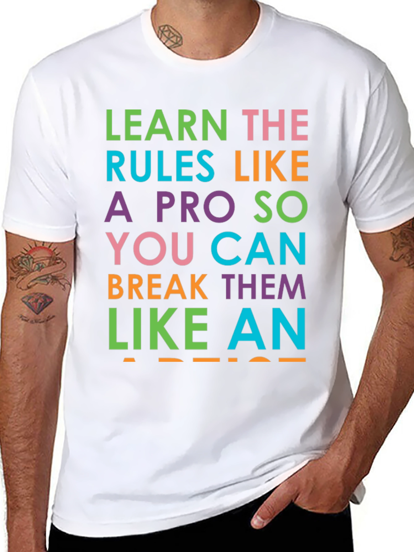 Black Learn the Rules Funny Graphic Tee view 8