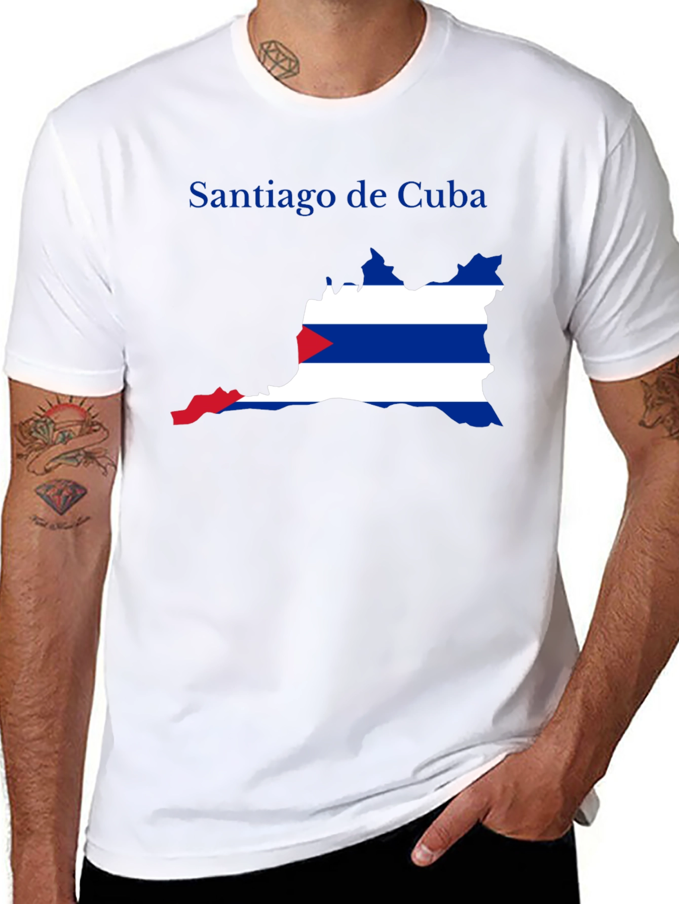 Black Santiago de Cuba Flag Graphic T-Shirt view 8