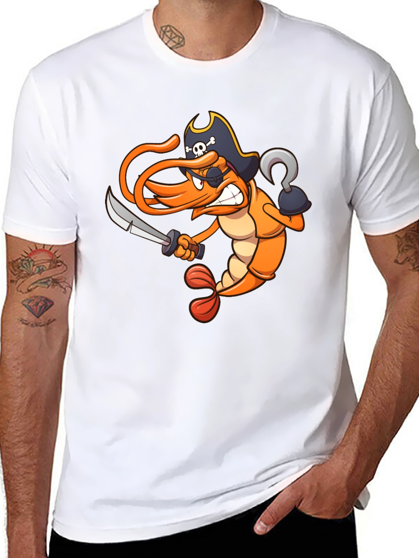 Black Pirate Shrimp Graphic T-Shirt view 8