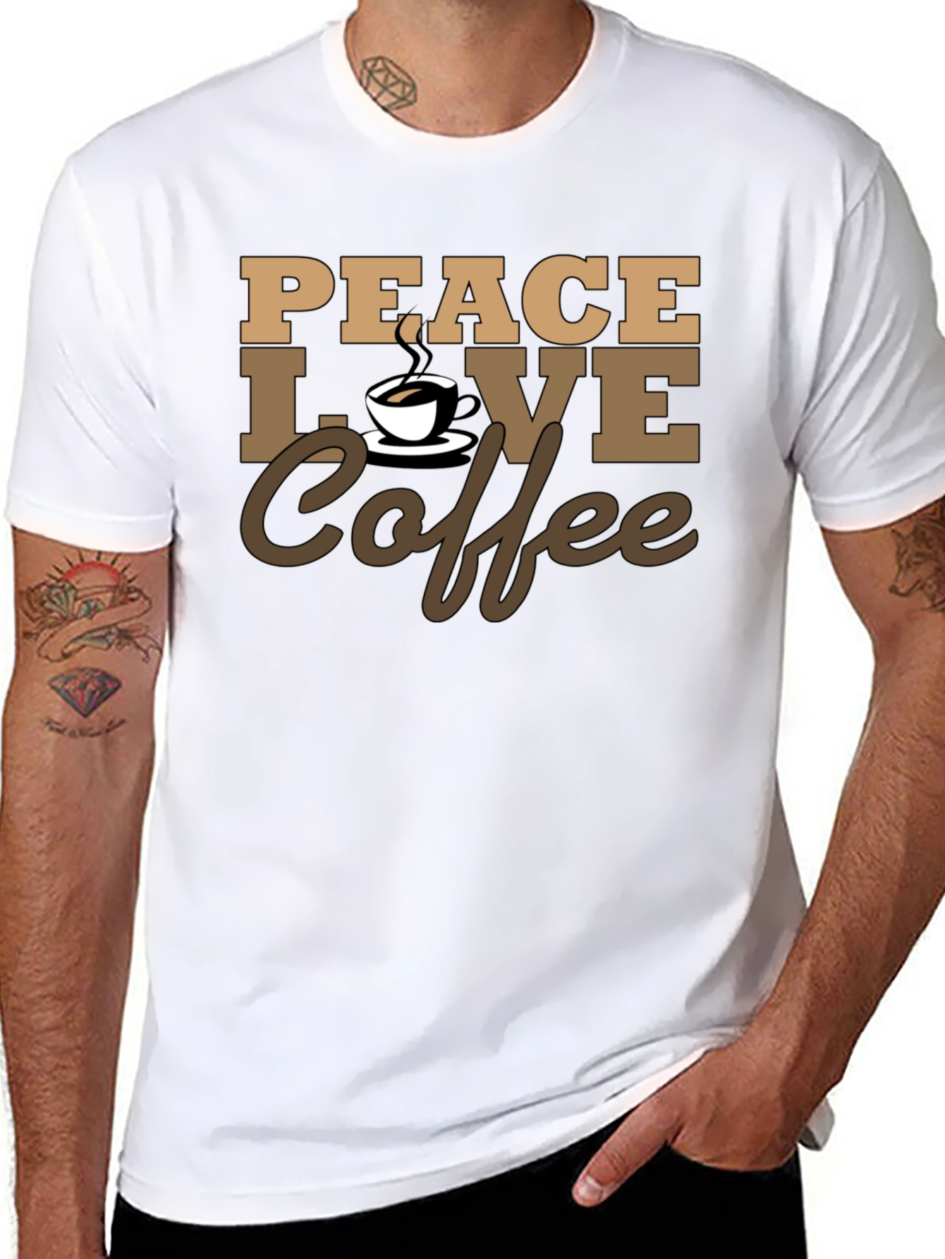 Black Peace Love Coffee T-Shirt - Stylish Casual Tee view 8