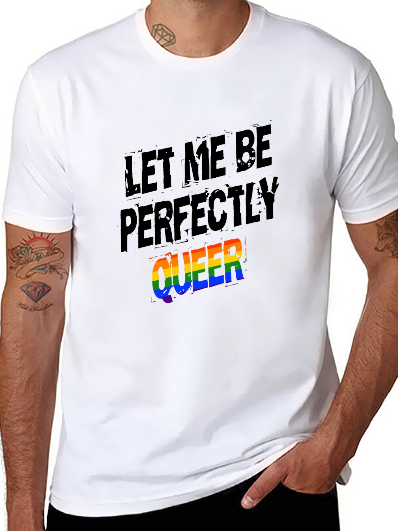 Black Let Me Be Perfectly Queer T-Shirt view 8