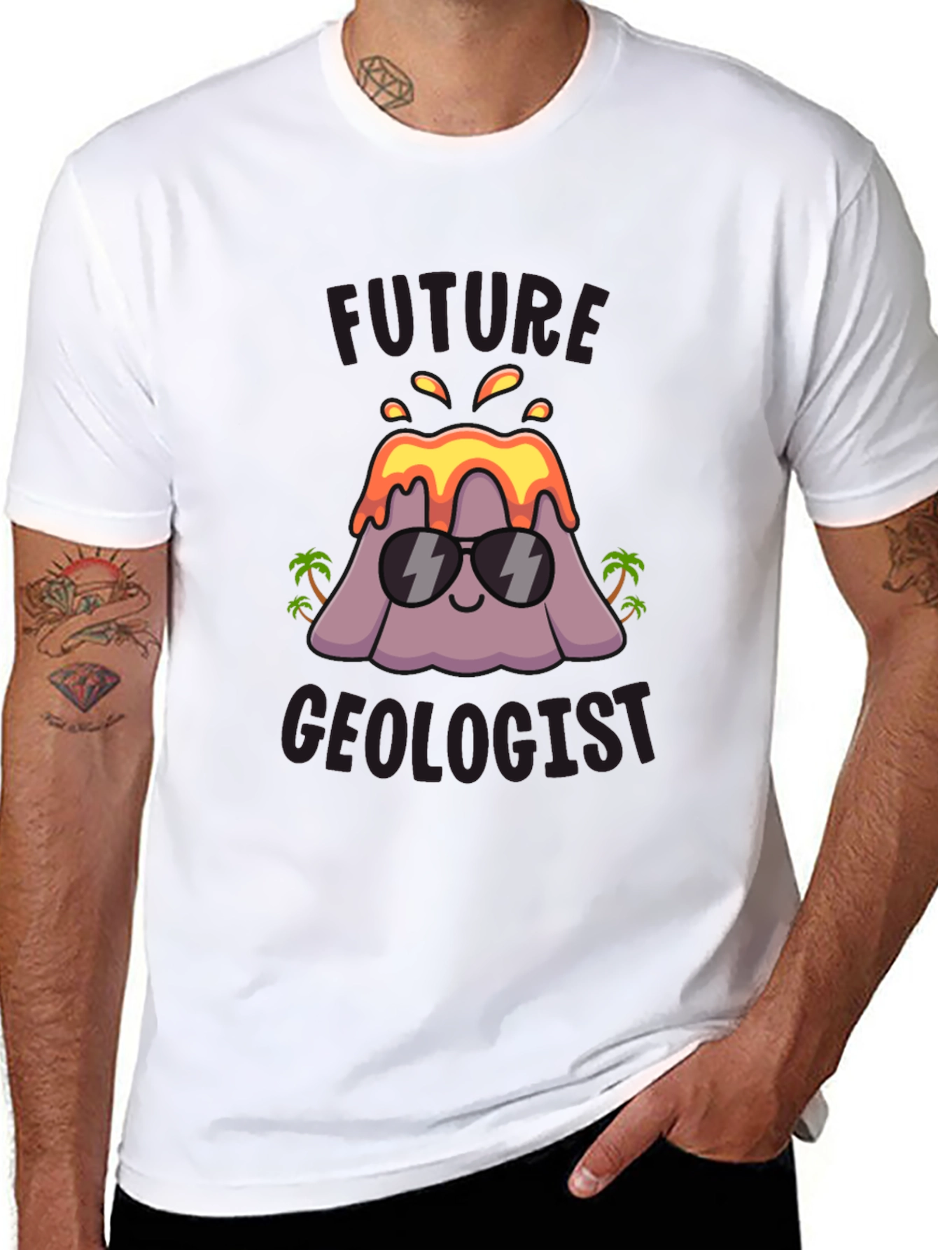 Black Future Geologist T-Shirt - Volcano Design view 8