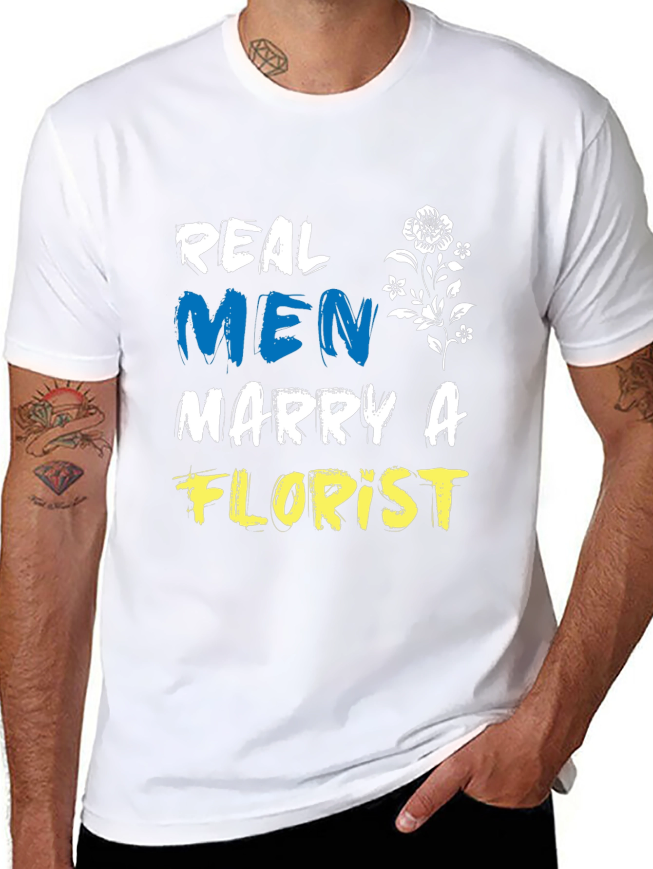 Black Real Men Marry A Florist Black T-Shirt view 8