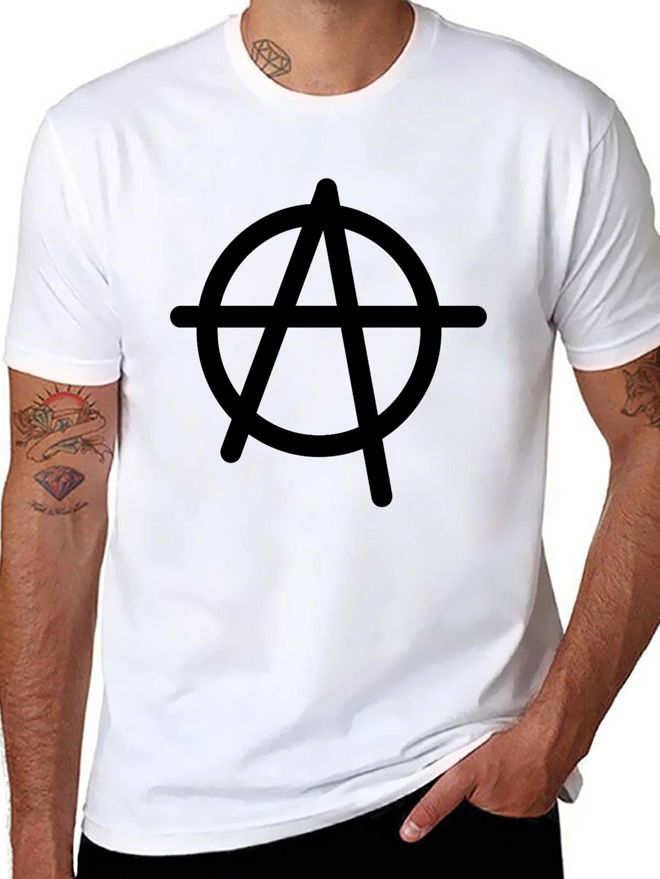 Black Anarchy Symbol Graphic T-Shirt - Classic Black view 8