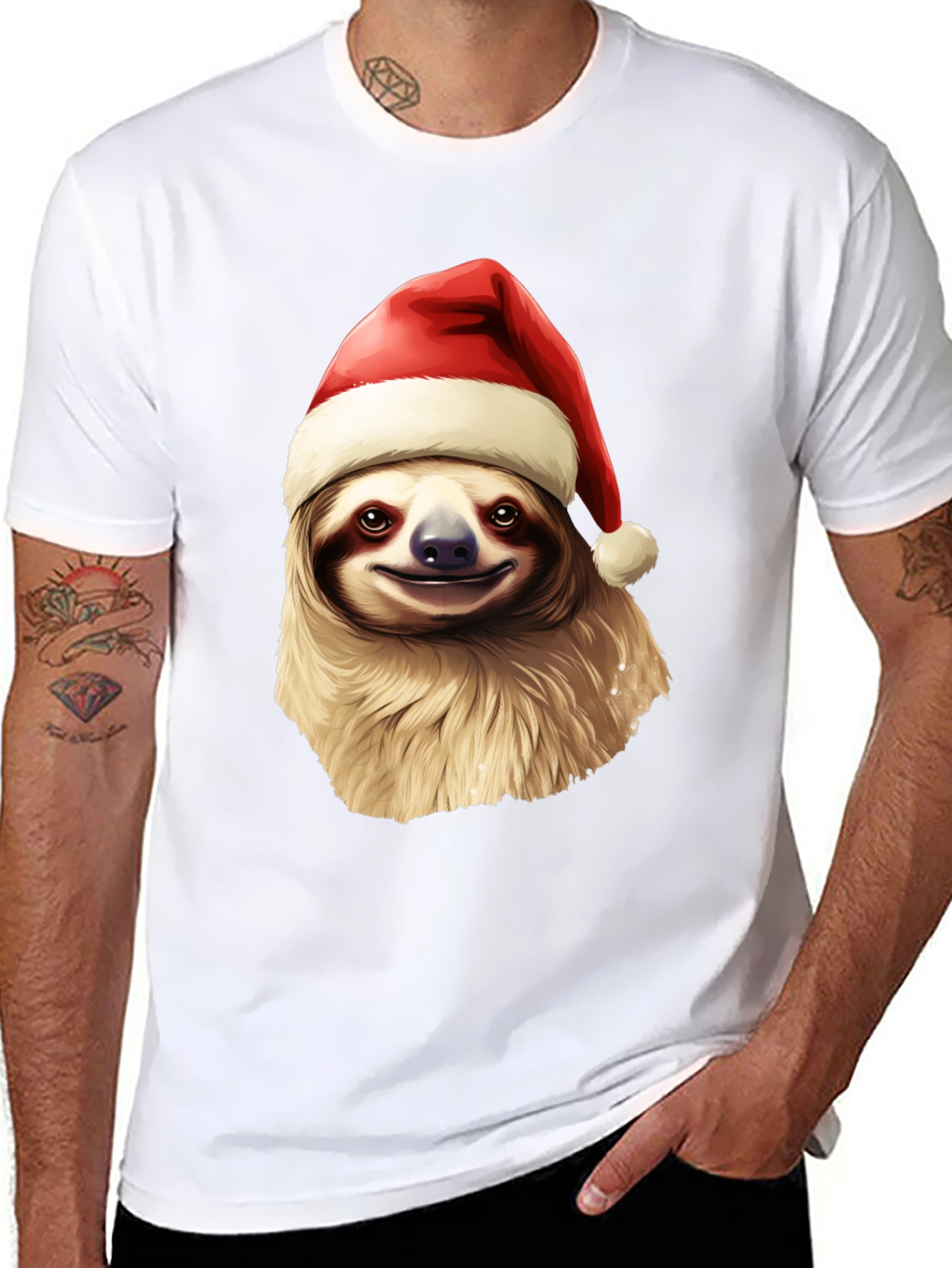 Black Festive Sloth Christmas T-Shirt - Holiday Cheer view 8