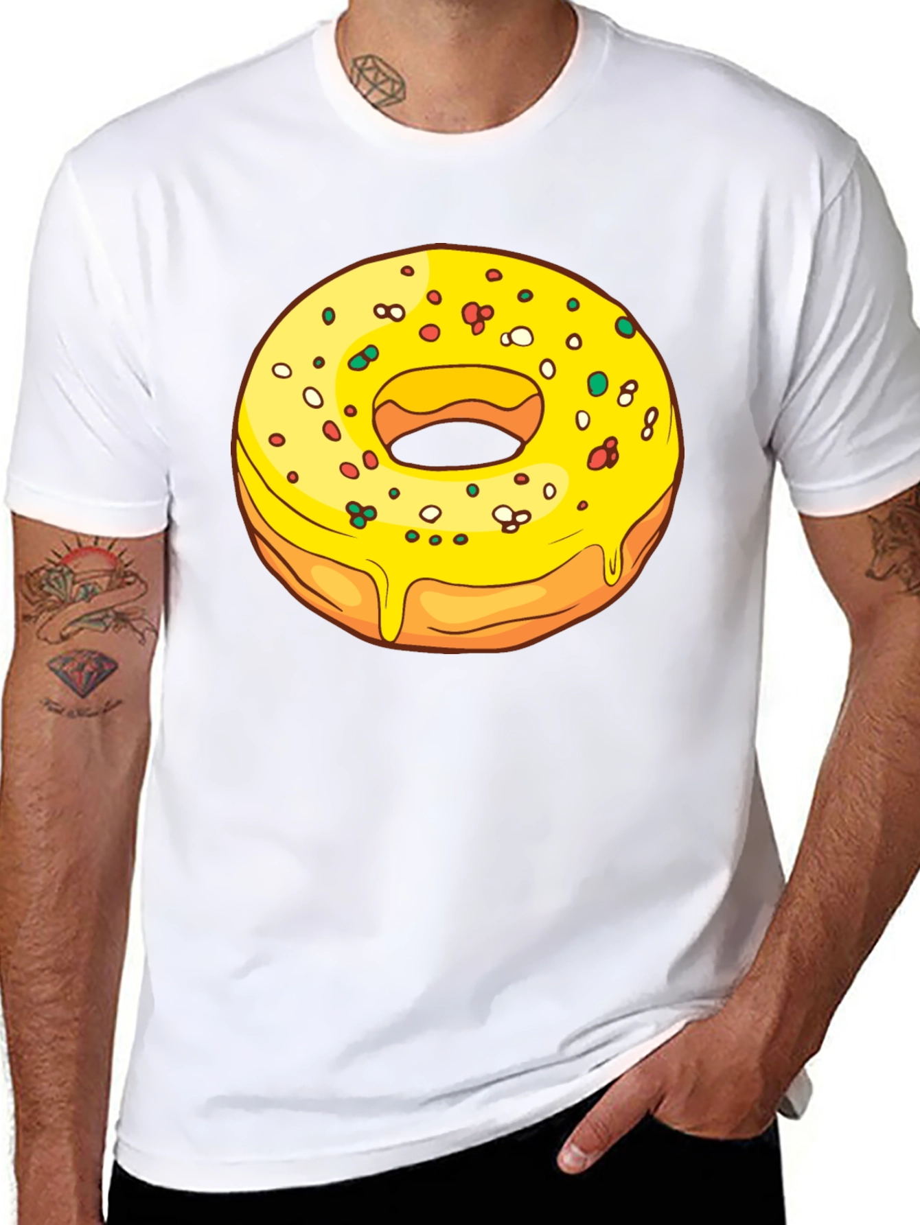 Black Donut Graphic T-Shirt - Black, Casual Wear view 8