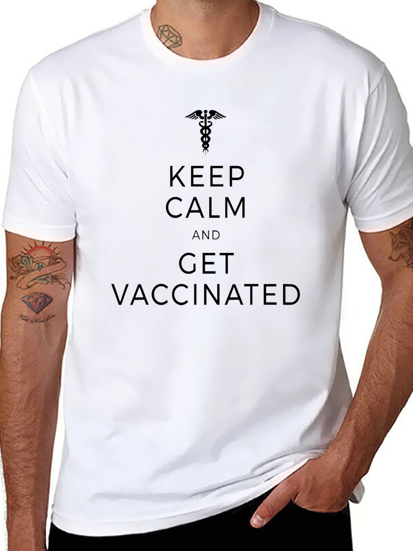 Black Keep Calm and Get Vaccinated Graphic Tee view 8