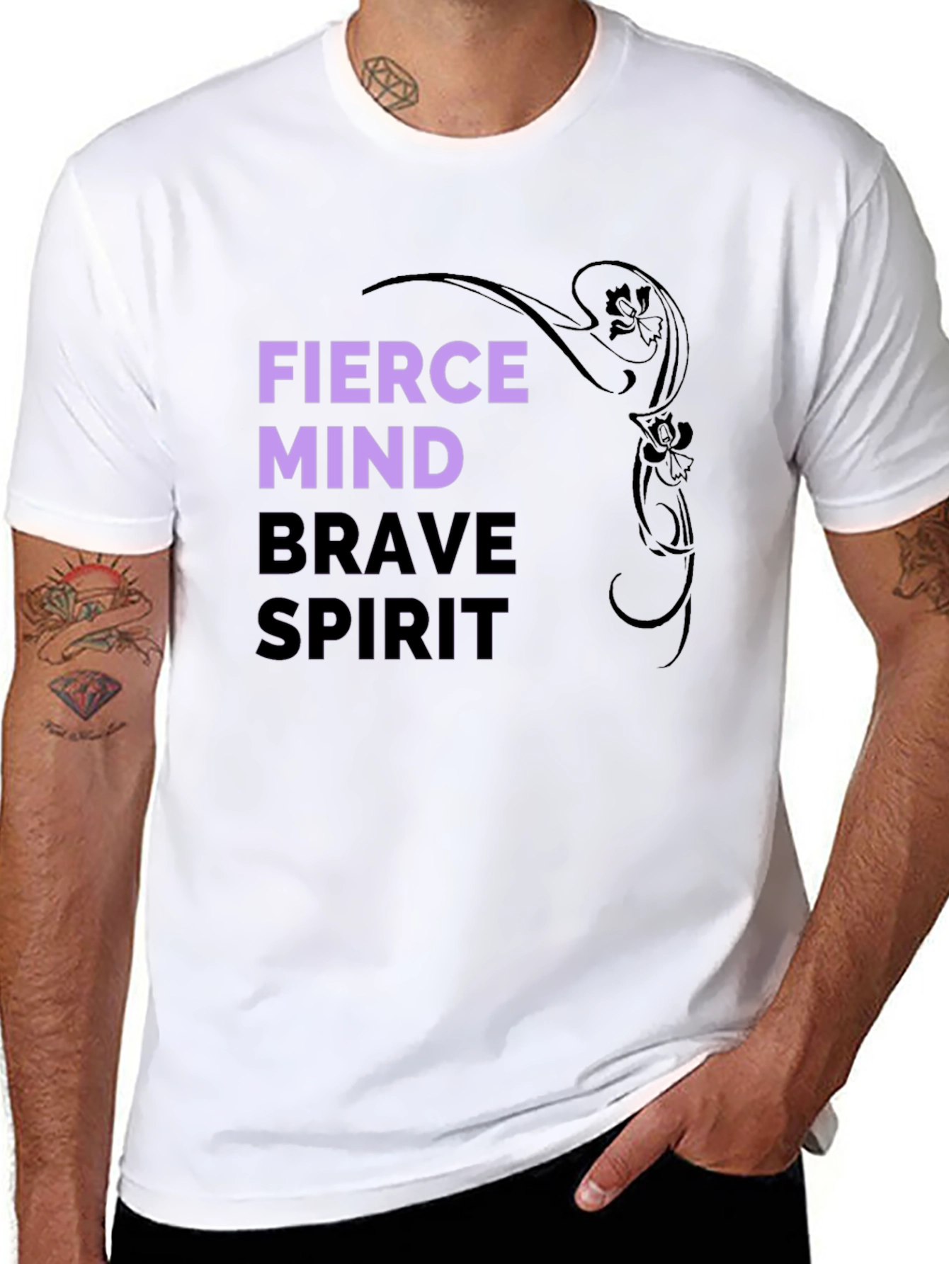 Black Fierce Mind Brave Spirit Graphic T-Shirt view 8