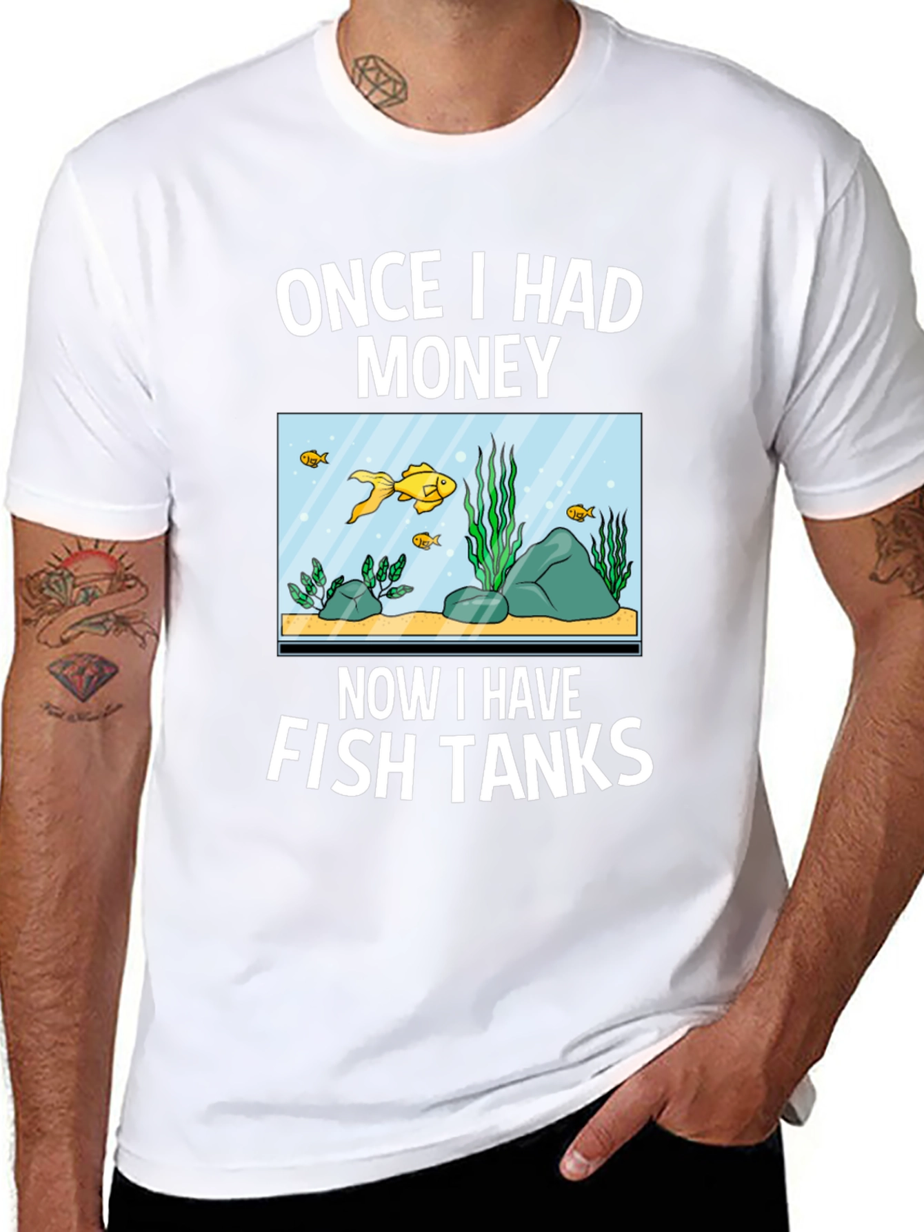 Black Once I Had Money Now Fish Tanks T-Shirt view 8