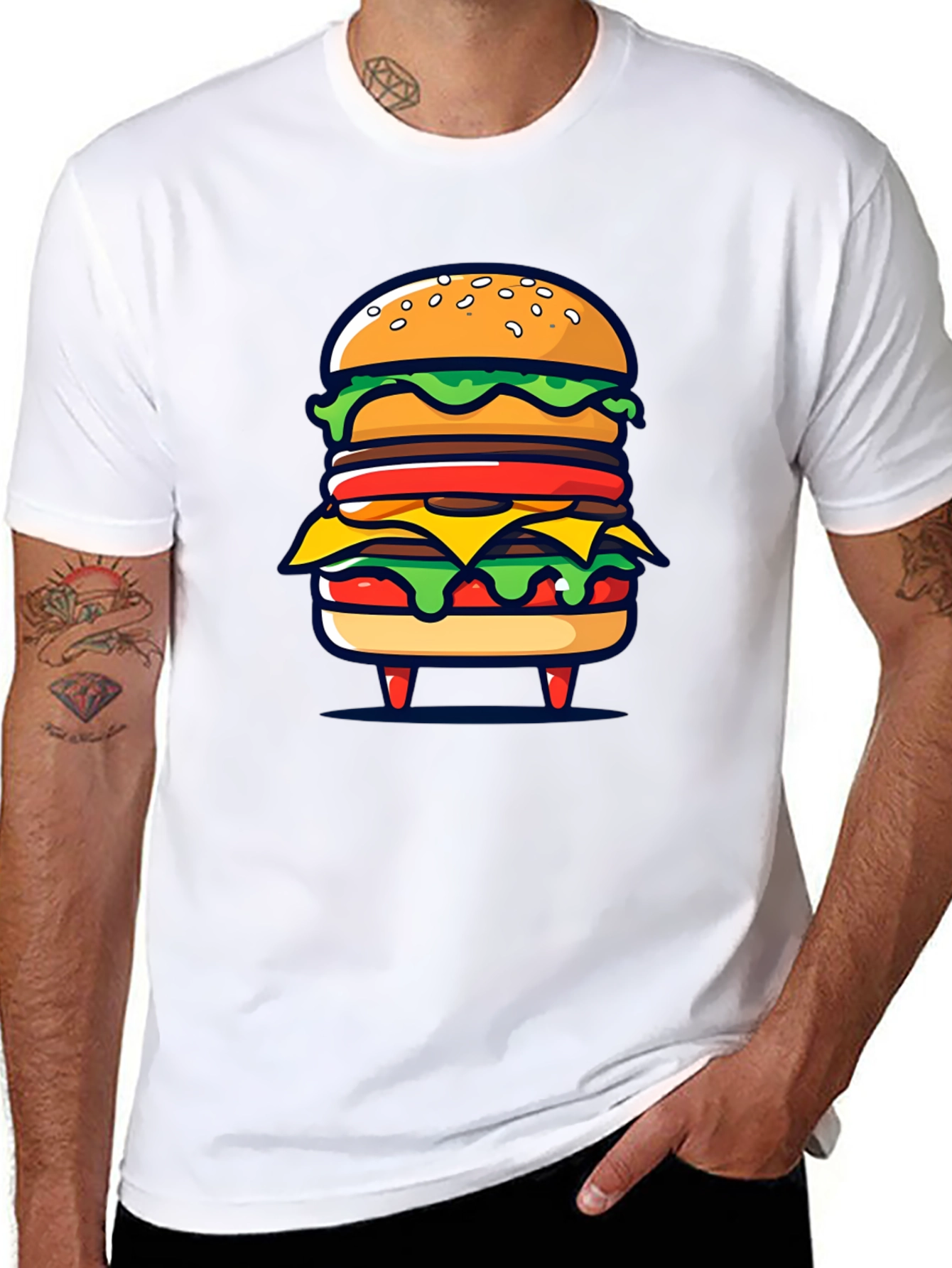 Black Burger Graphic Black T-Shirt view 8