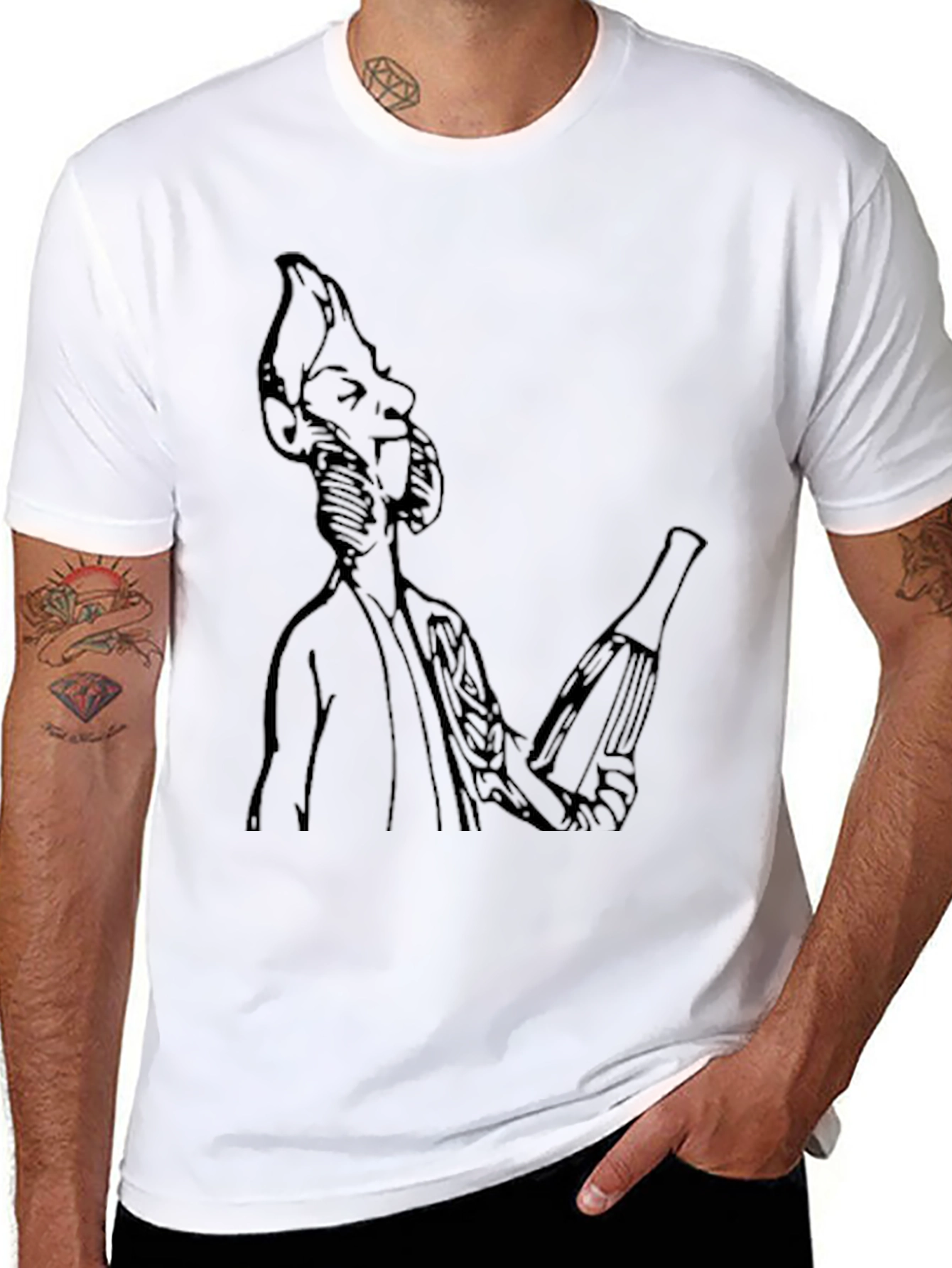 Black Unique Graphic T-Shirt - Quirky Character Design view 8