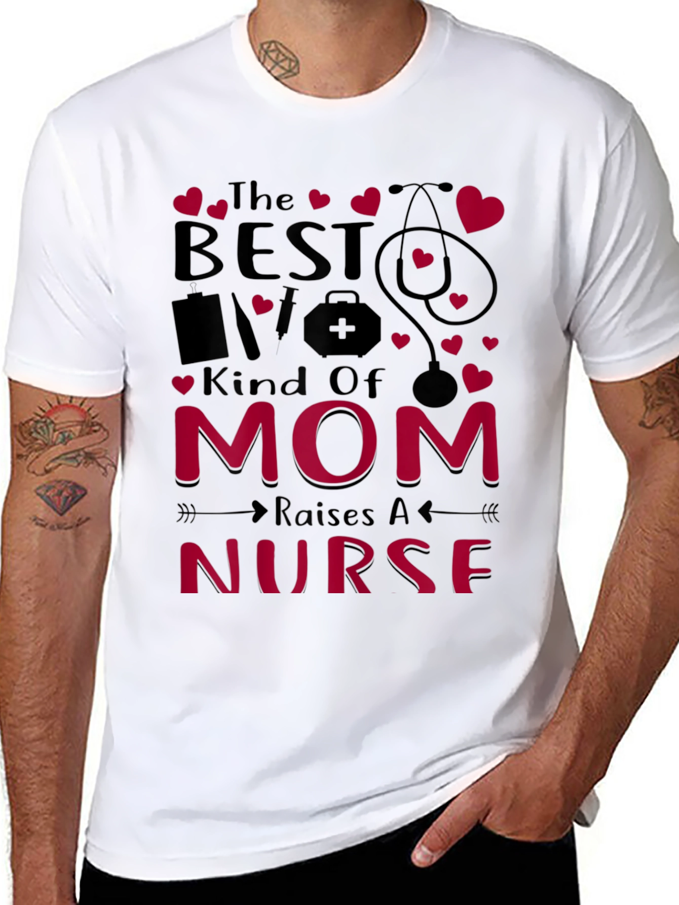 Black Best Mom Raises A Nurse T-Shirt view 8