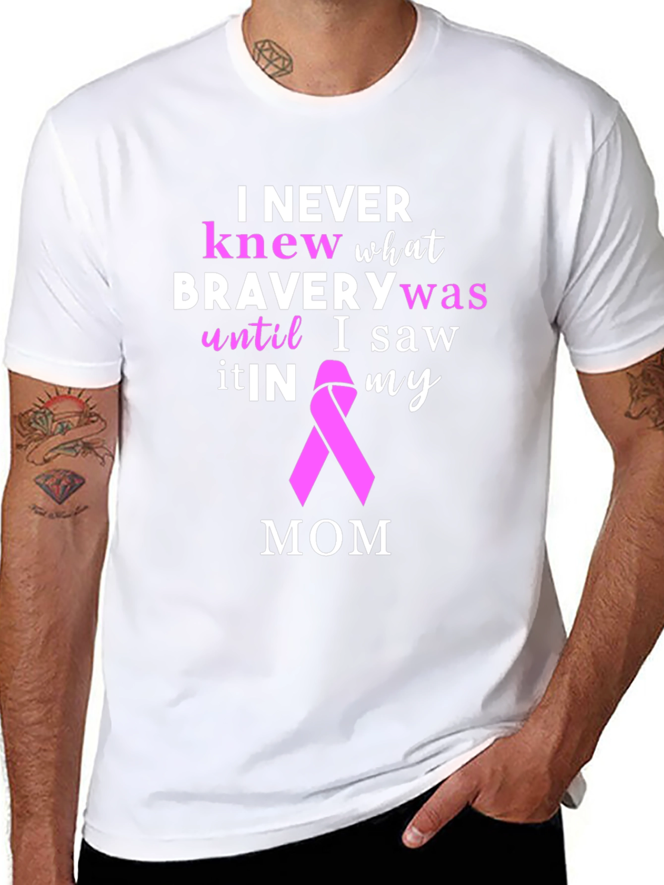 Black Bravery Mom T-Shirt: Breast Cancer Awareness Ribbon view 8