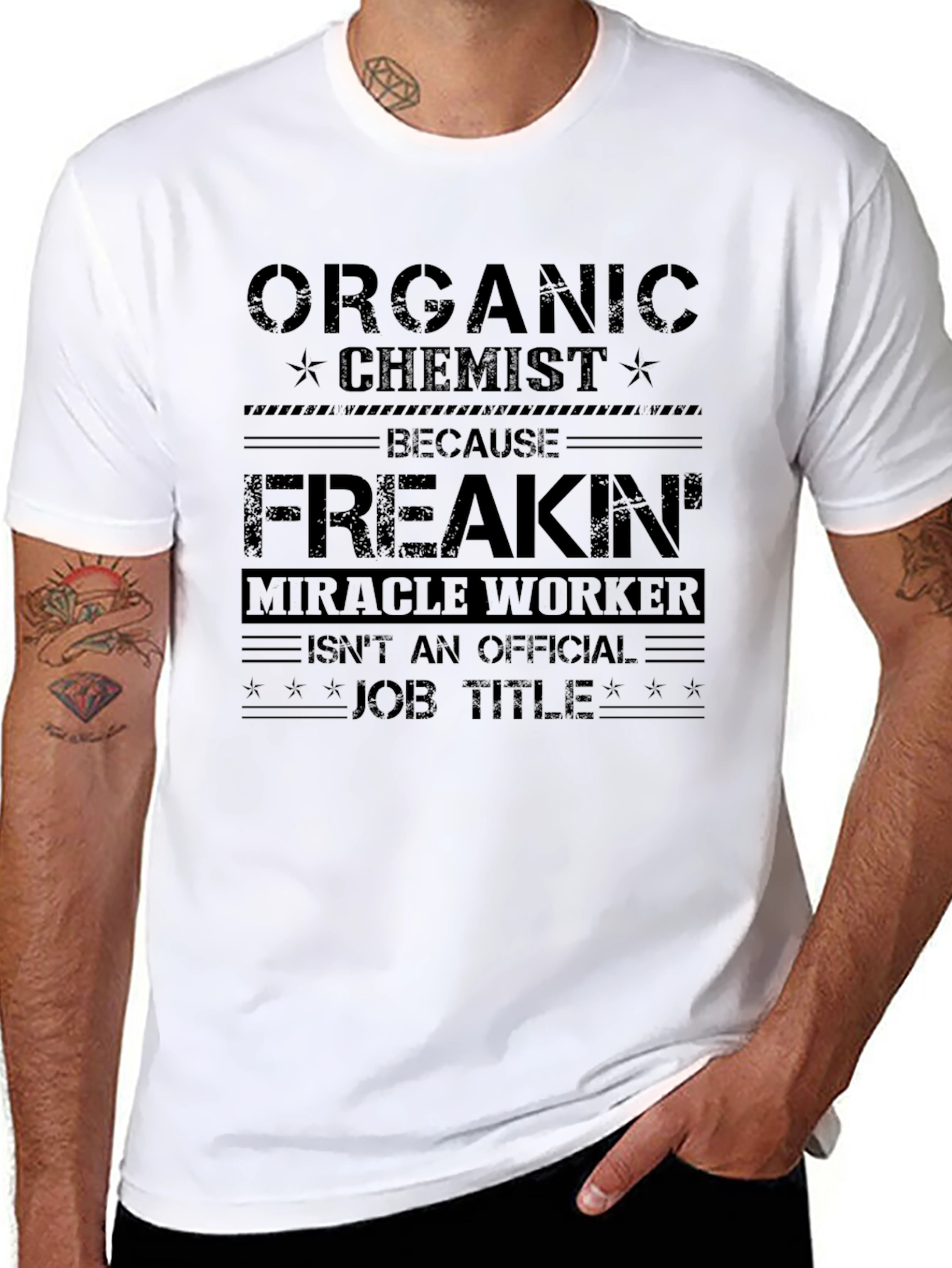 Black Organic Chemist Miracle Worker Job Title T-Shirt view 8