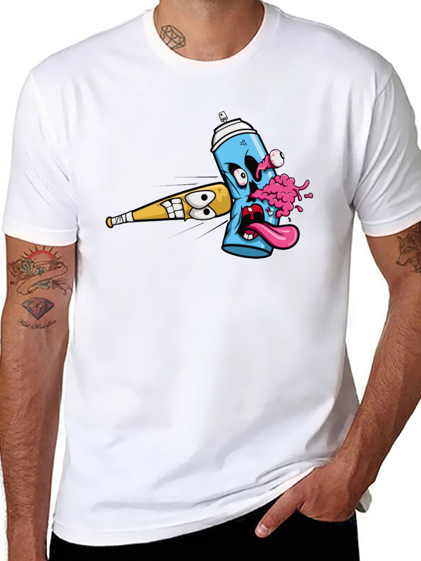 Black Cartoon Graffiti Graphic Tee view 8